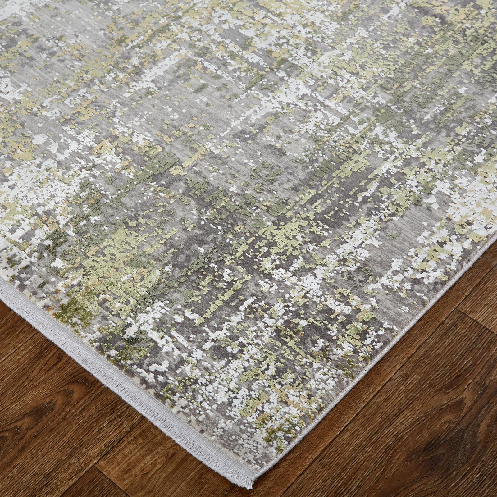 Feizy Cadiz 39FXF Modern Abstract Rug in Green/Gray/Ivory - Image 4