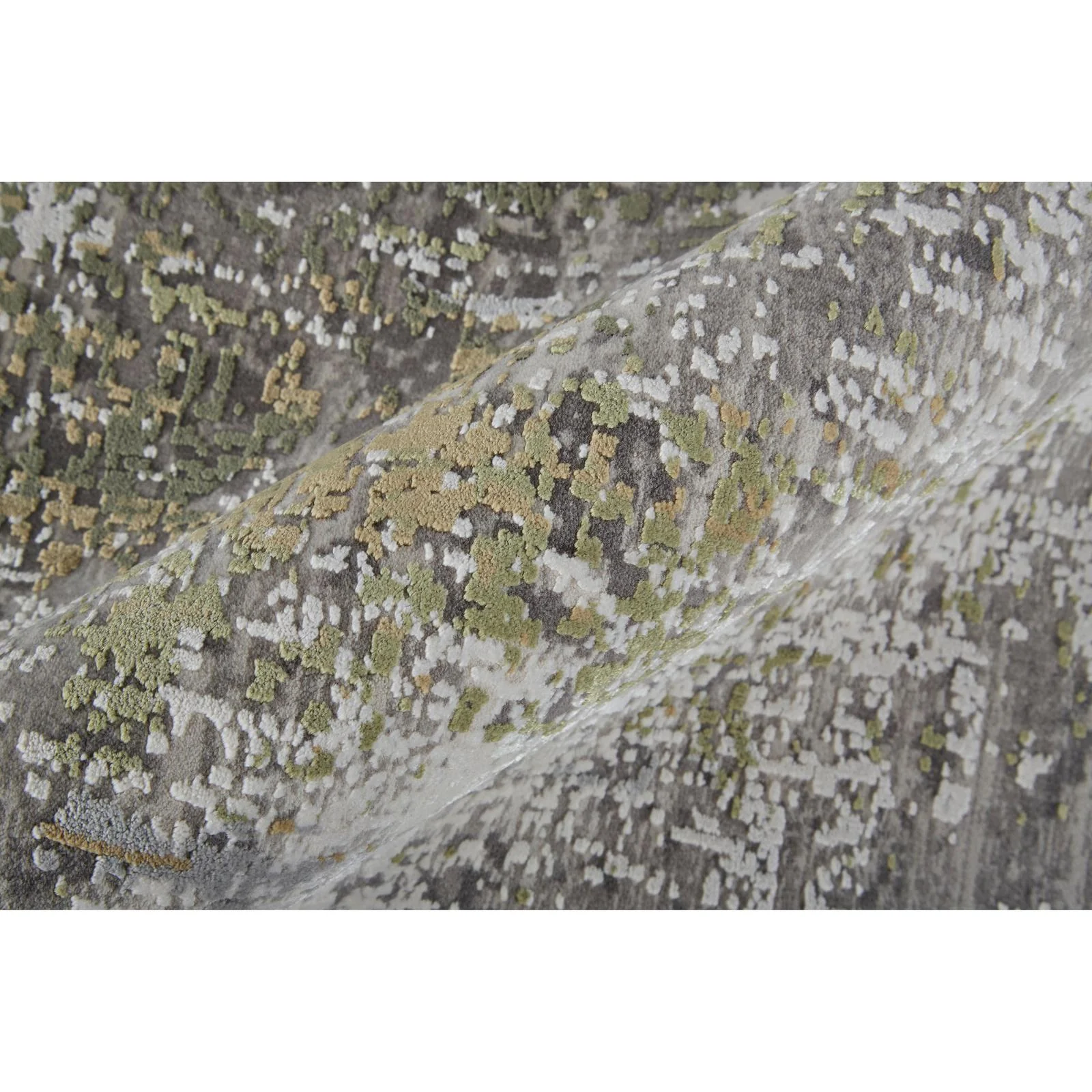 Feizy Cadiz 39FXF Modern Abstract Rug in Green/Gray/Ivory - Image 5