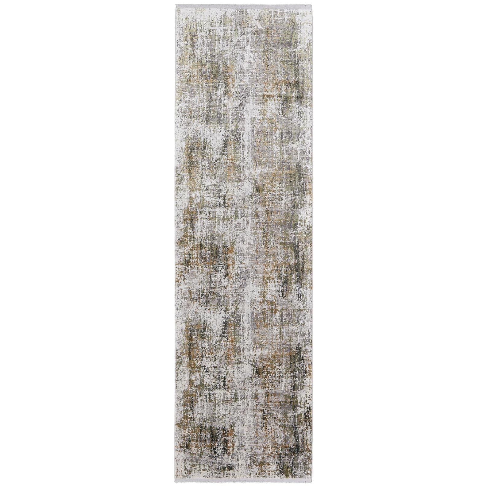 Feizy Cadiz 39FXF Modern Abstract Rug in Green/Gray/Ivory - Image 8