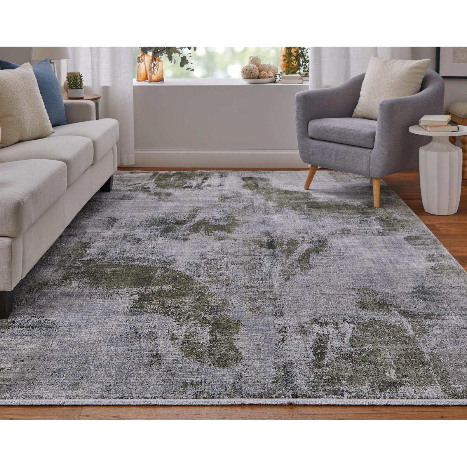 Feizy Cadiz 39N5F Modern Ikat Rug in Gray/Green/Silver - Image 4