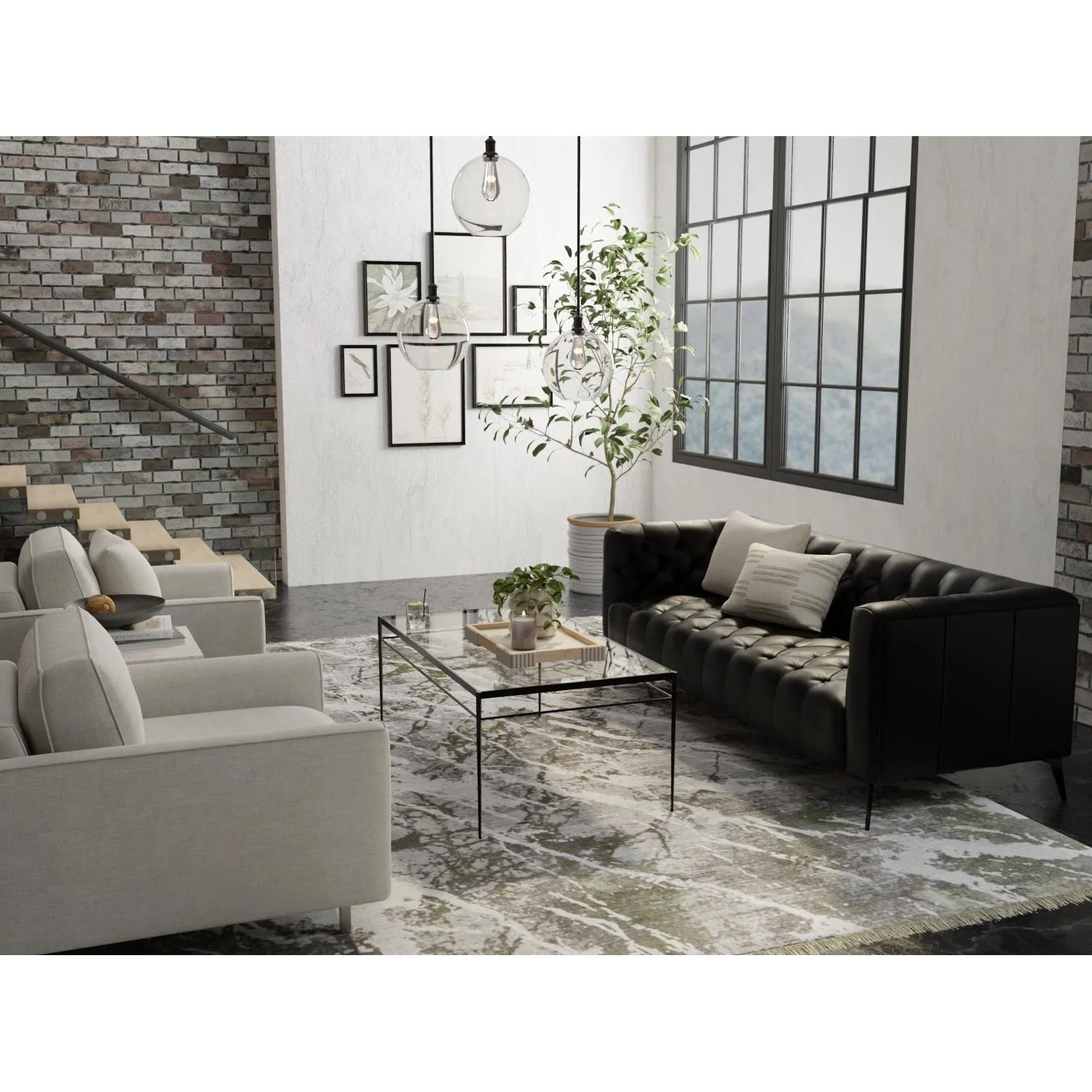 Feizy Cadiz 39N6F Modern Abstract Rug in Gray/Green/Taupe - Image 5