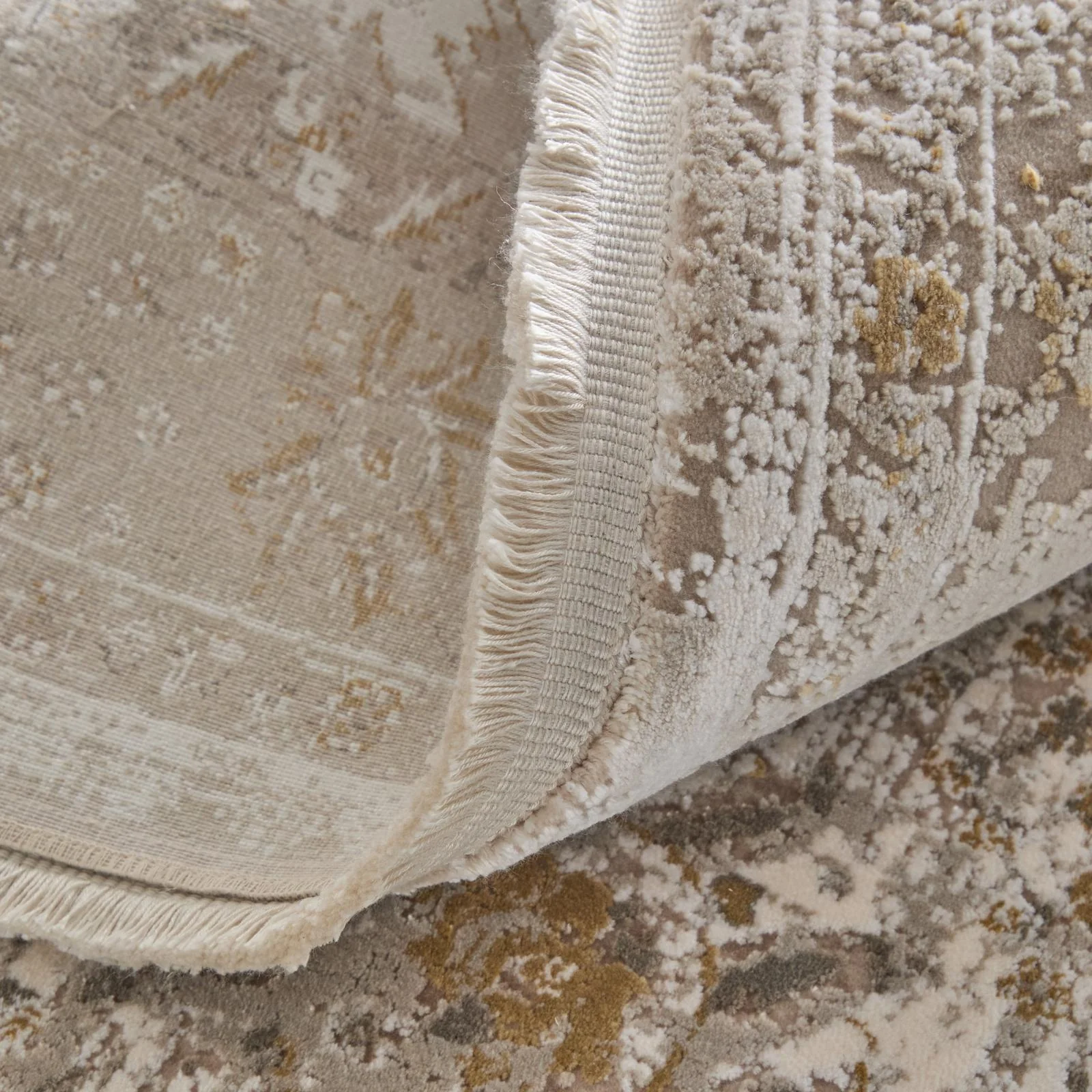 Feizy Cadiz 39SZF Traditional Floral & Botanical Rug in Ivory/Gray/Gold - Image 8