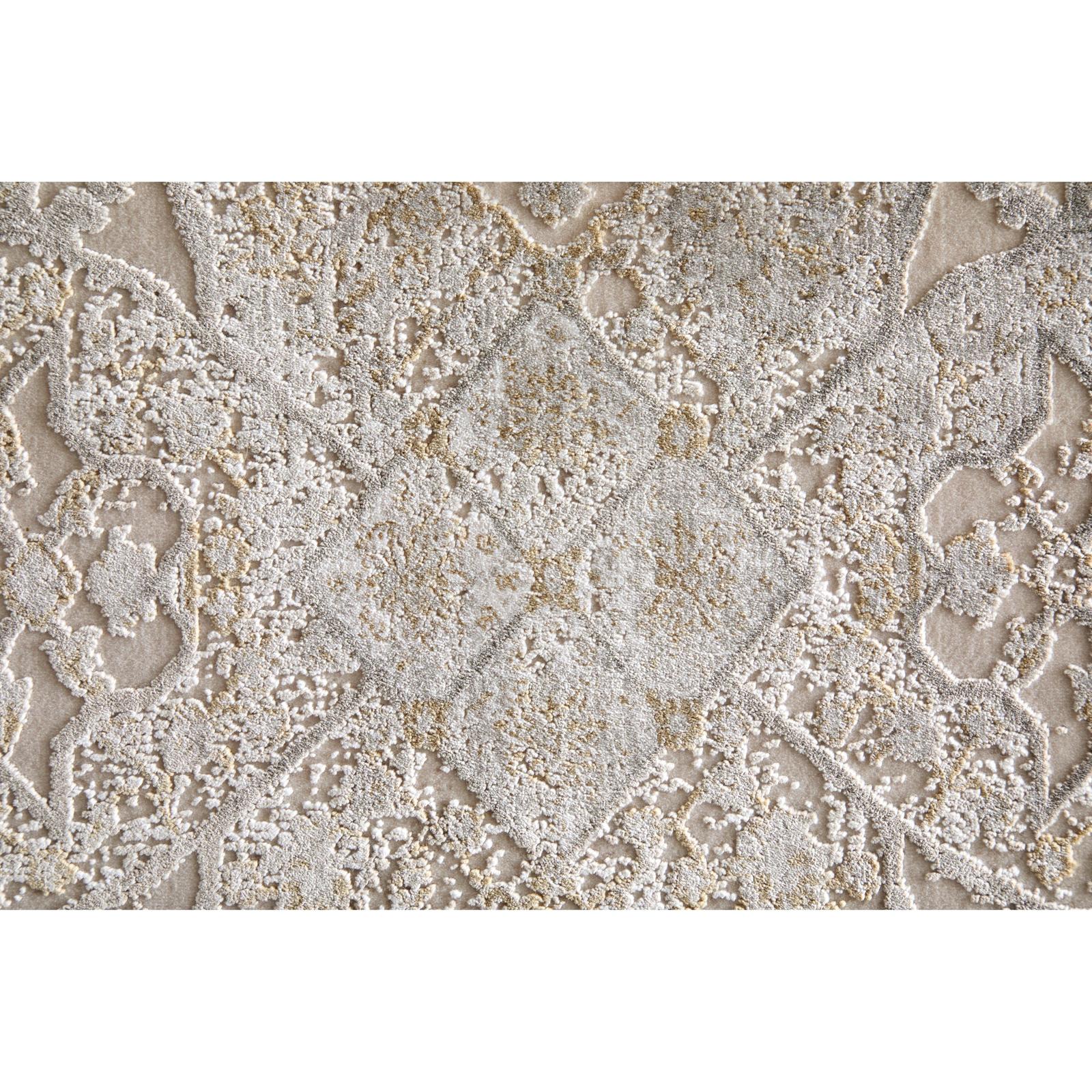 Feizy Cadiz 39T0F Traditional Medallion Rug in Ivory/Gray/Gold - Image 7