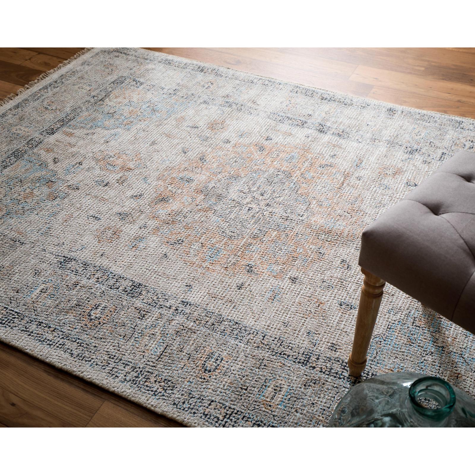 Feizy Caldwell 8980F Transitional Medallion Rug in Ivory/Blue/Orange - Image 2