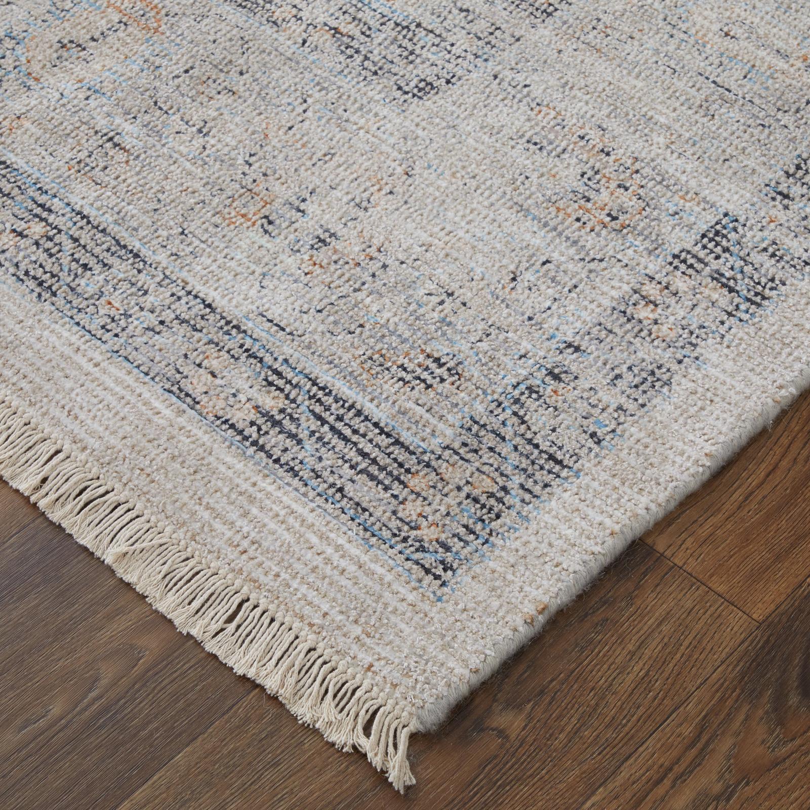 Feizy Caldwell 8980F Transitional Medallion Rug in Ivory/Blue/Orange - Image 3