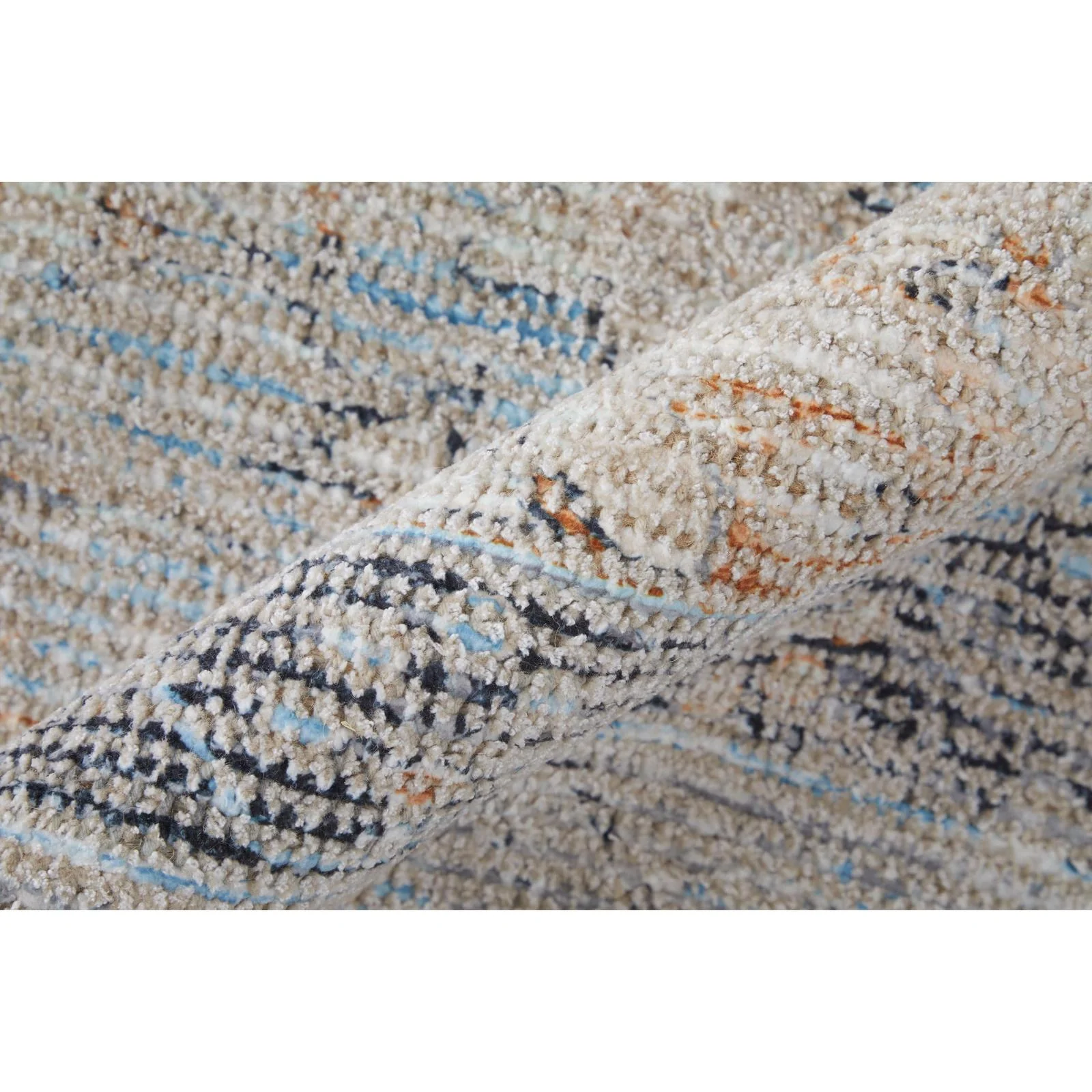Feizy Caldwell 8980F Transitional Medallion Rug in Ivory/Blue/Orange - Image 5