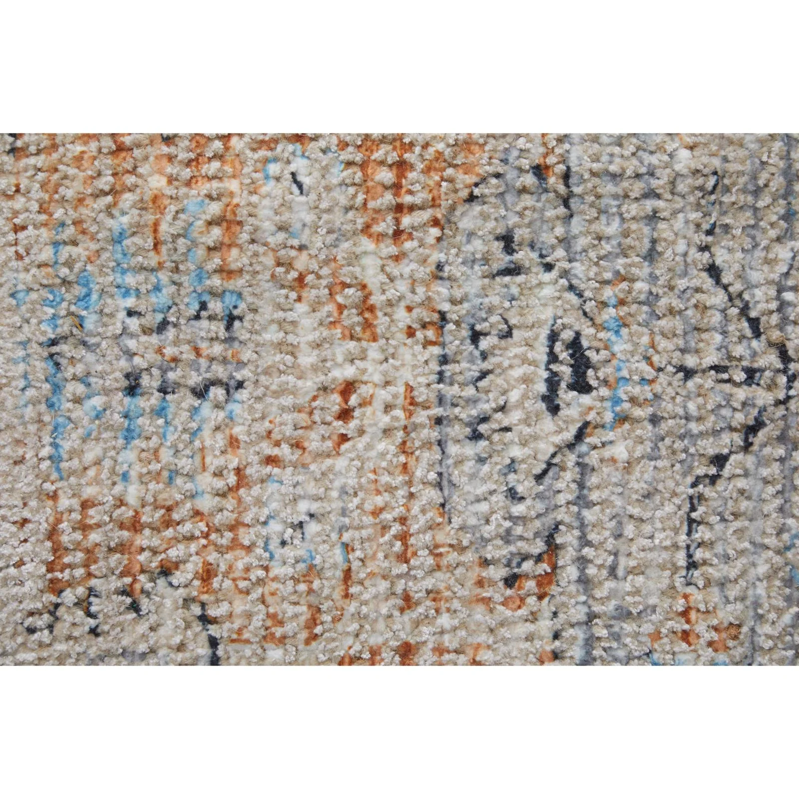 Feizy Caldwell 8980F Transitional Medallion Rug in Ivory/Blue/Orange - Image 6