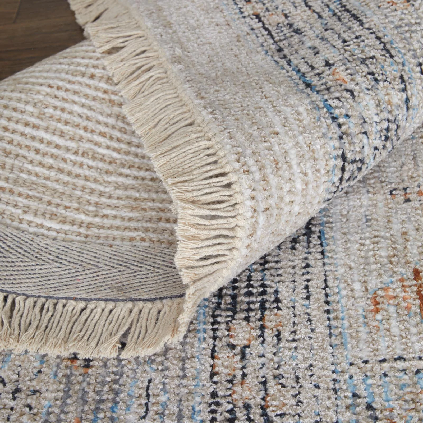 Feizy Caldwell 8980F Transitional Medallion Rug in Ivory/Blue/Orange - Image 7