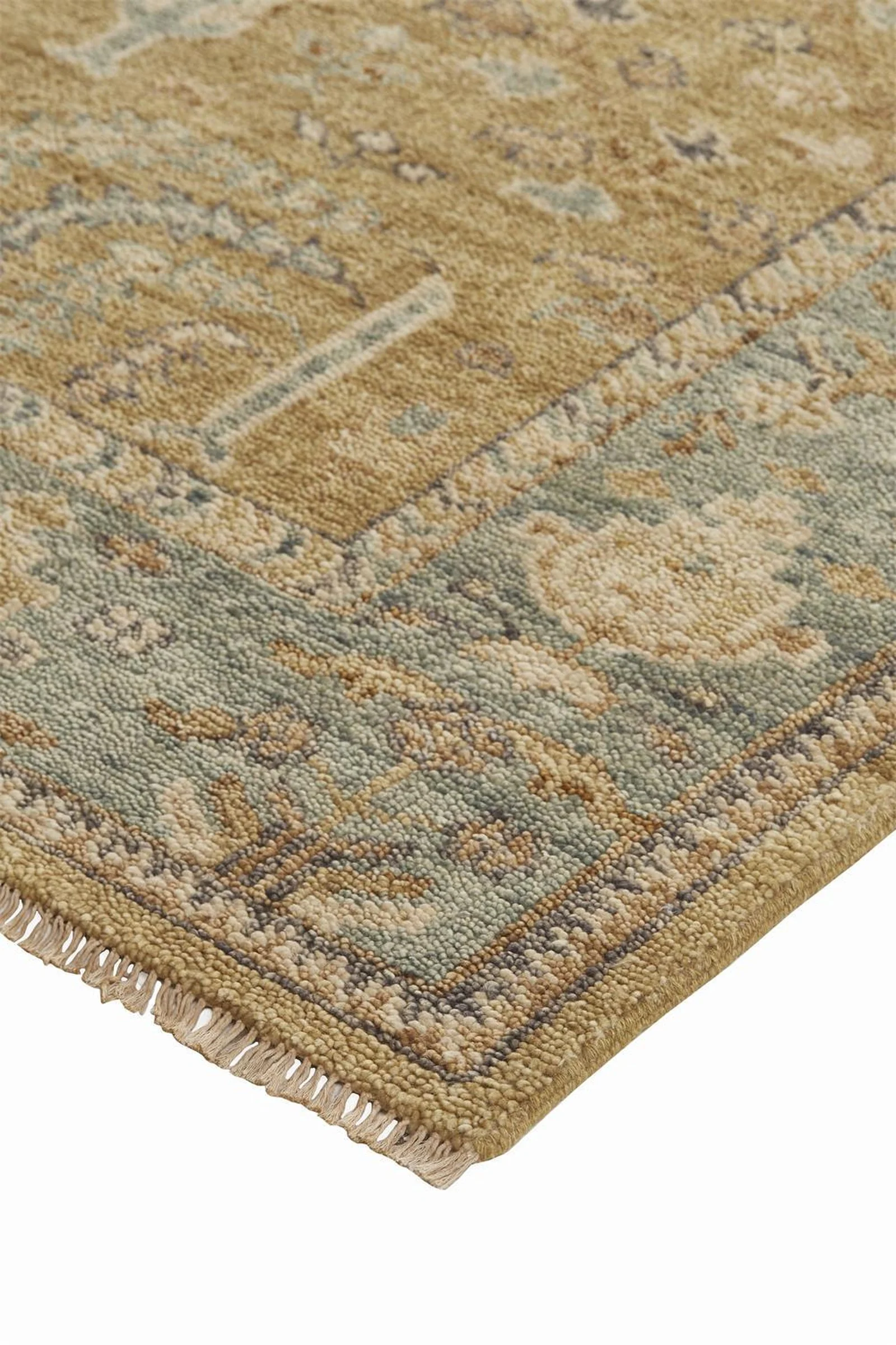Feizy Carrington 6501F Rug in Gold / Light Blue - Image 3