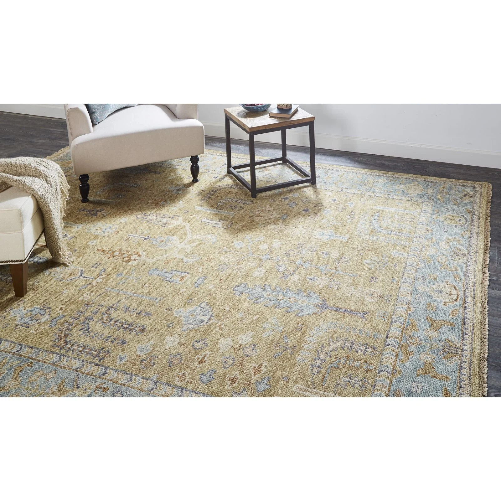 Feizy Carrington 6501F Rug in Gold / Light Blue - Image 5