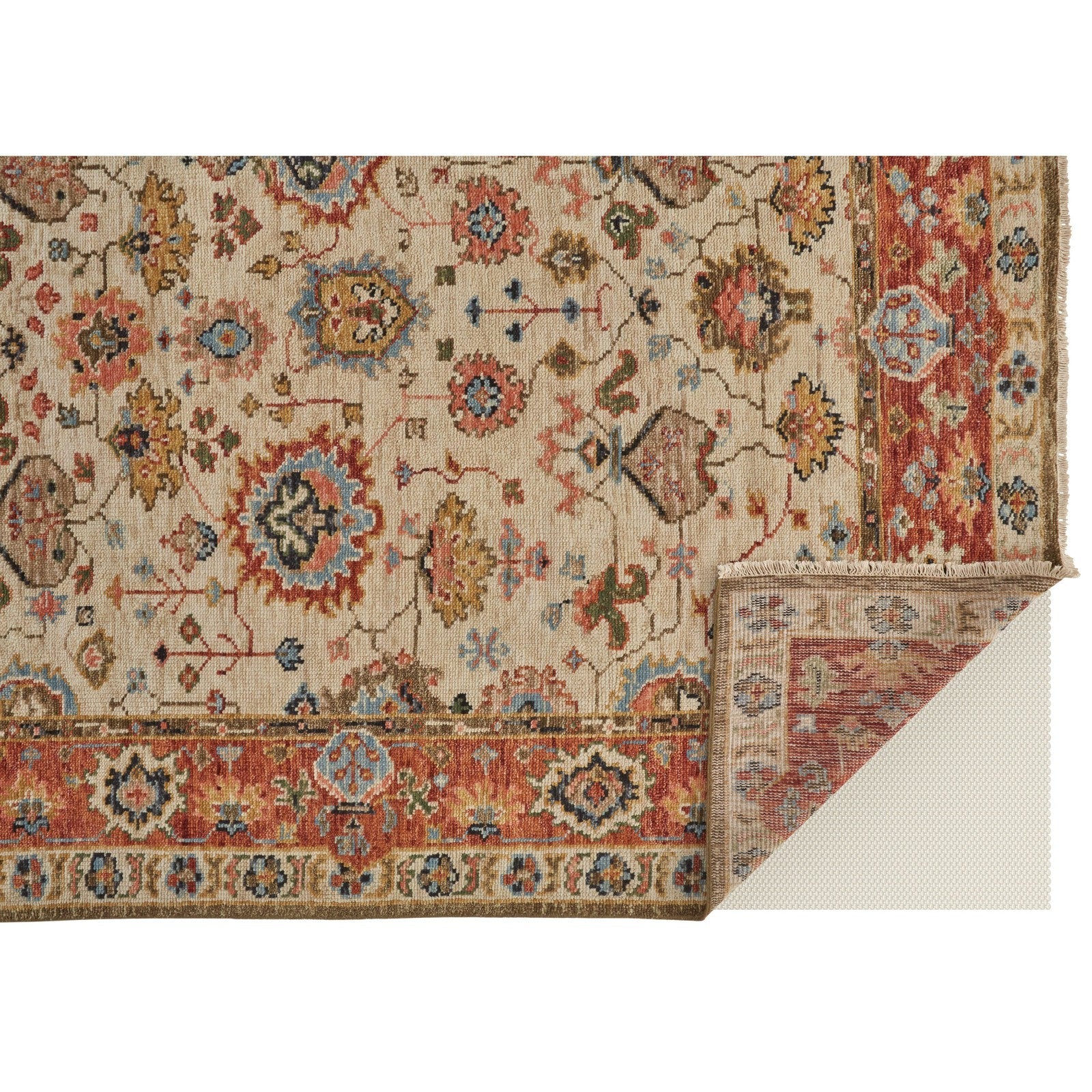 Feizy Carrington 6805F Traditional Oriental in Ivory/Red/Blue - Image 6
