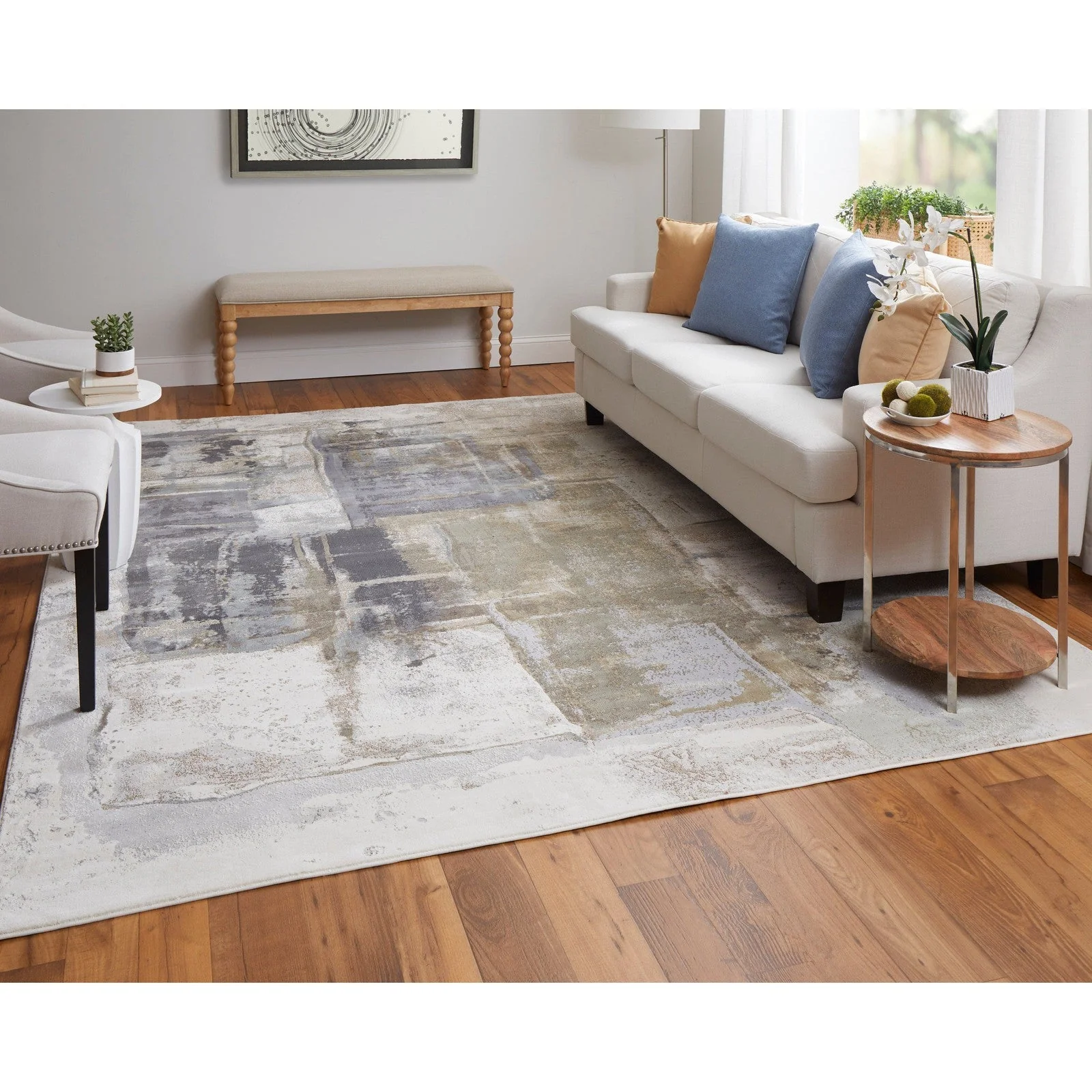 Feizy Clio 39LUF Modern Watercolor in Brown/Gray/Black - Image 3