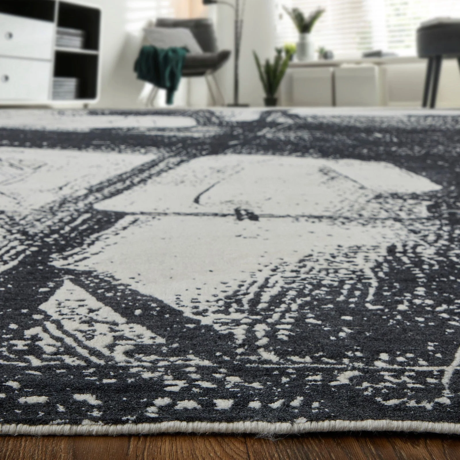 Feizy Coda 8927F Modern Abstract Rug in Black/White - Image 5