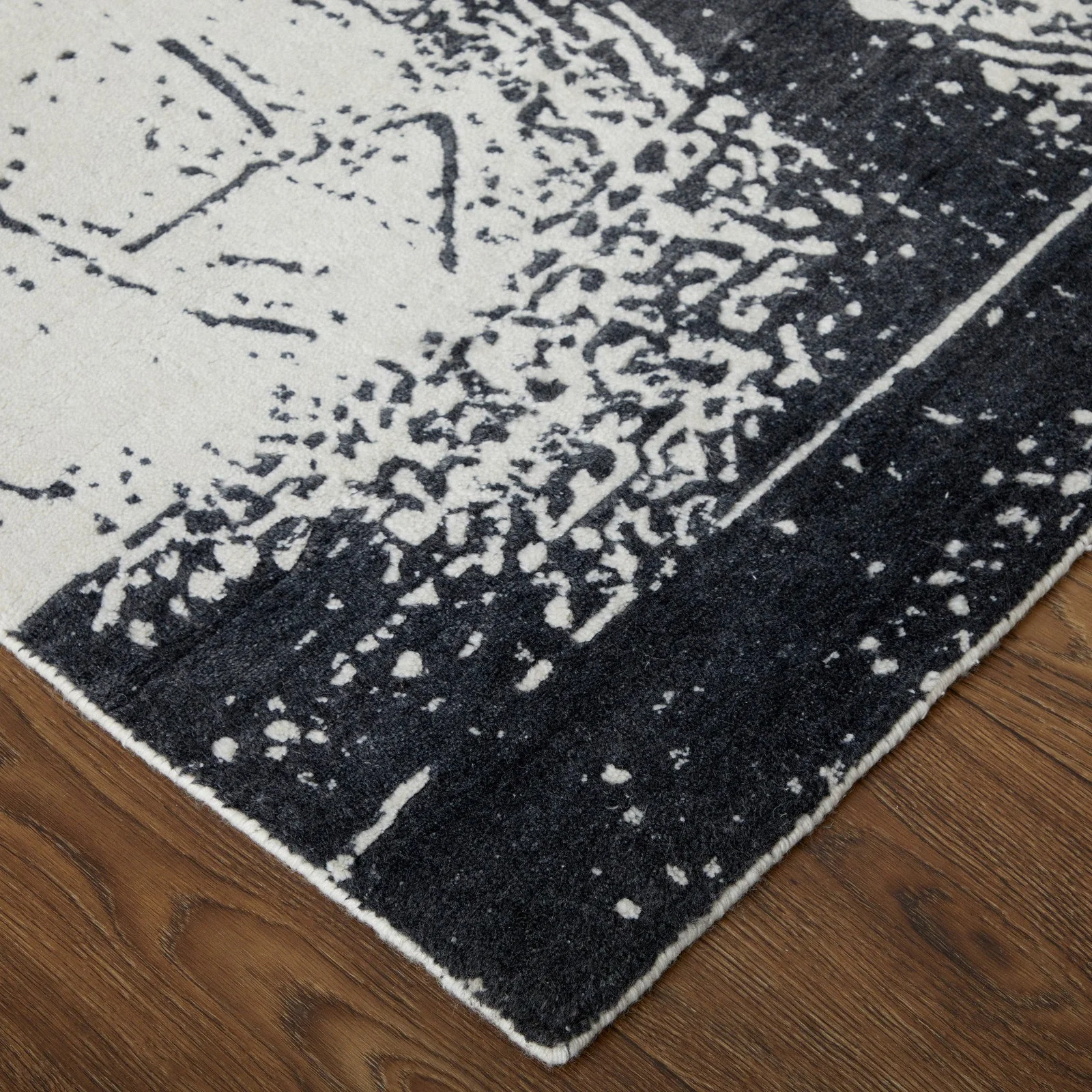 Feizy Coda 8927F Modern Abstract Rug in Black/White - Image 8