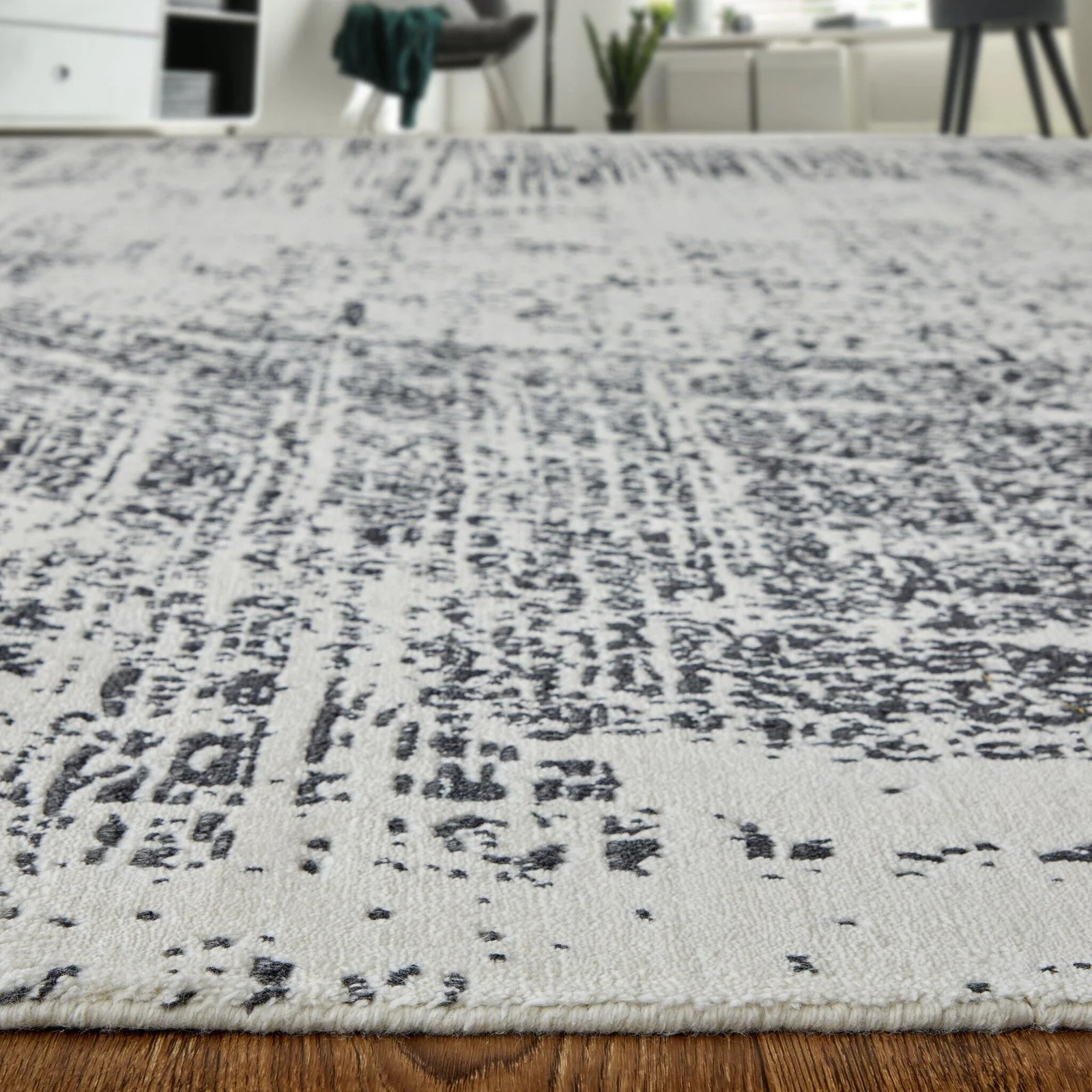 Feizy Coda 8928F Modern Abstract Rug in Black/White - Image 3