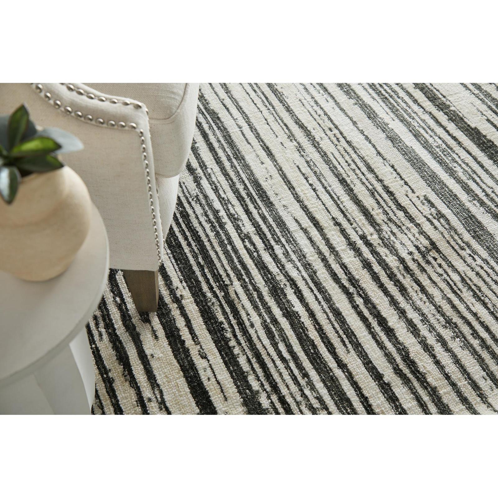 Feizy Colton 8A56F Modern Abstract Rug in Black/Ivory - Image 3