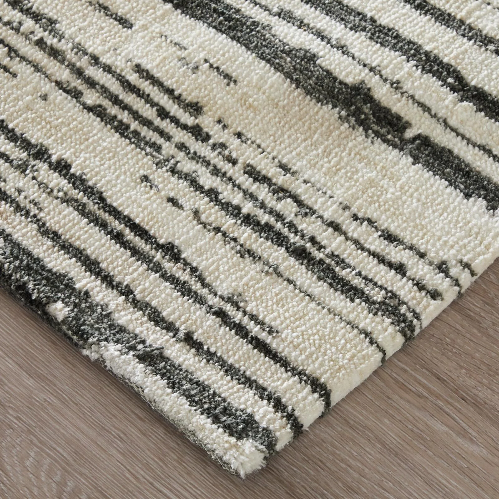 Feizy Colton 8A56F Modern Abstract Rug in Black/Ivory - Image 4