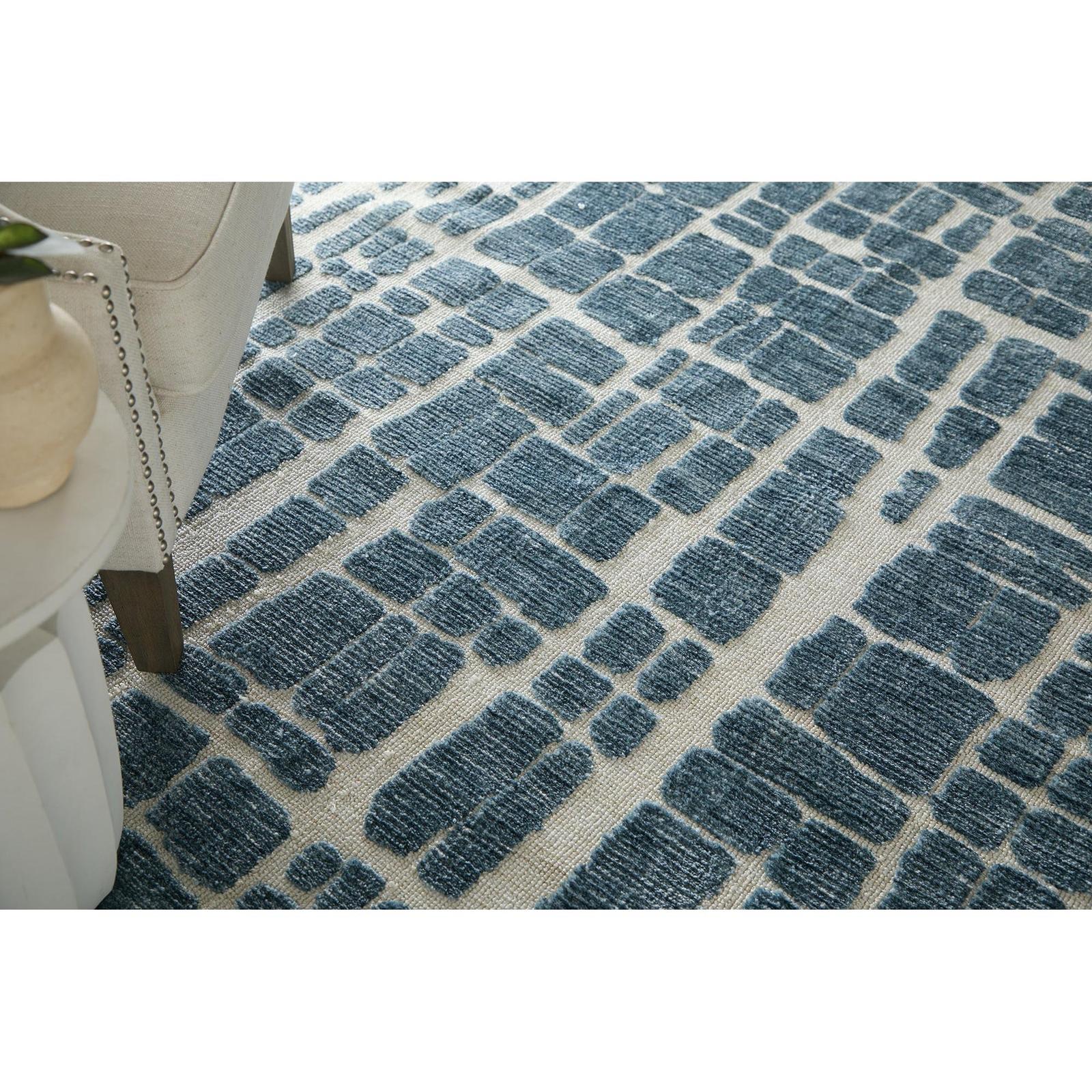 Feizy Colton 8A58F Modern Abstract Rug in Blue/Ivory - Image 3