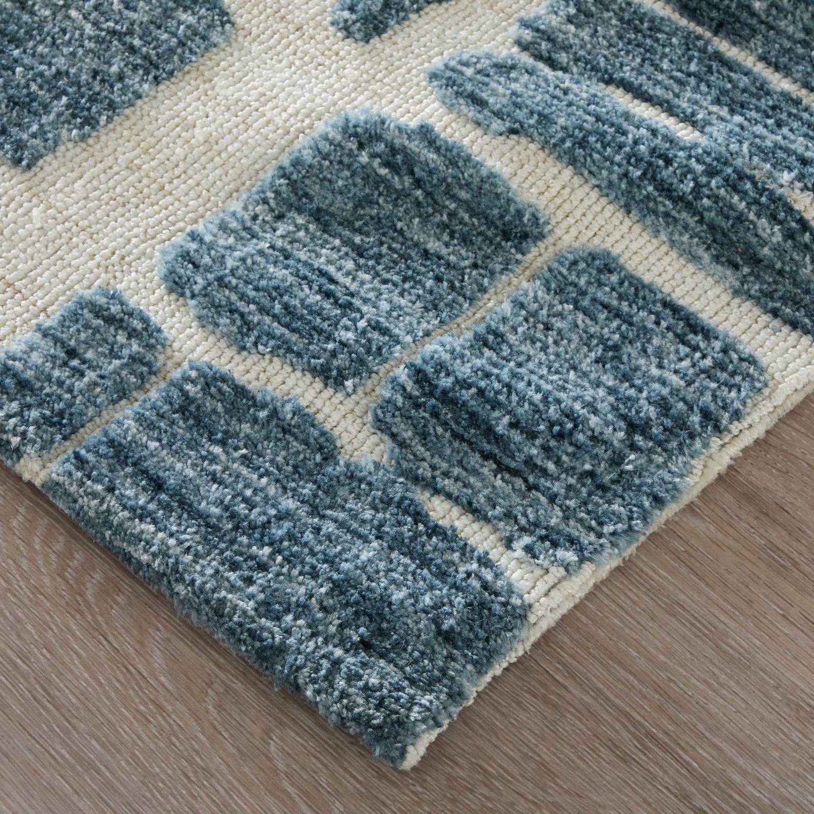 Feizy Colton 8A58F Modern Abstract Rug in Blue/Ivory - Image 4