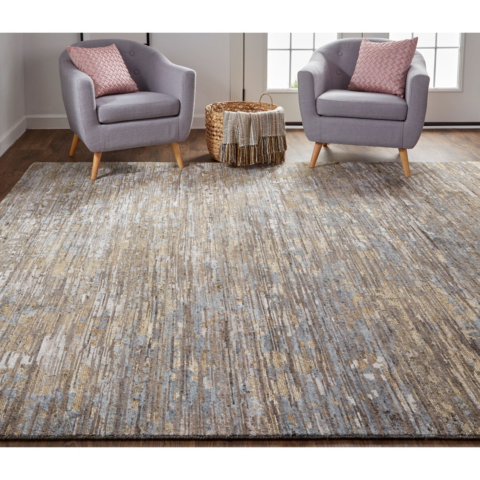 Feizy Conroe 6822F Modern Abstract in Brown/Gray - Image 4