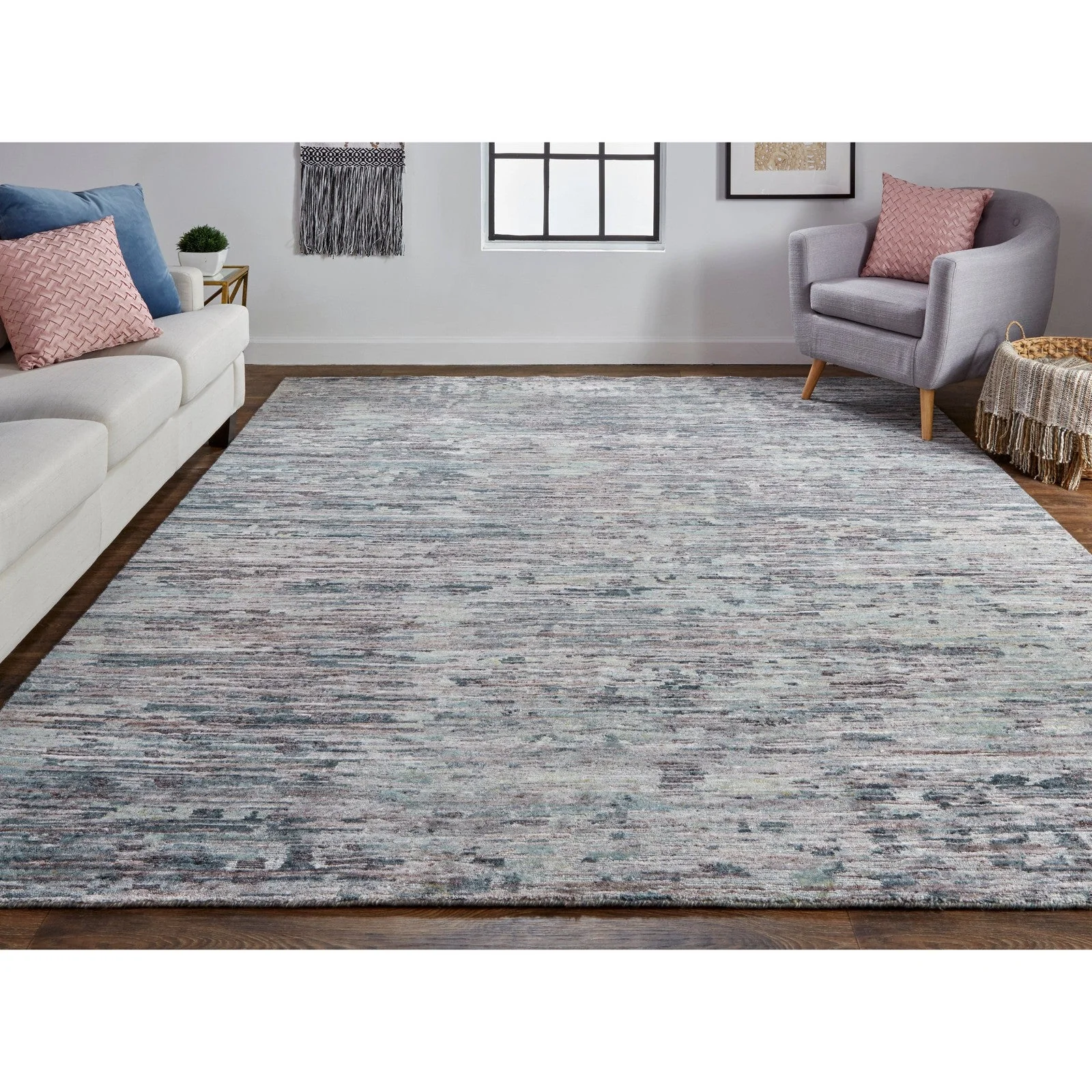 Feizy Conroe 6823F Modern Abstract in Blue/Gray - Image 2