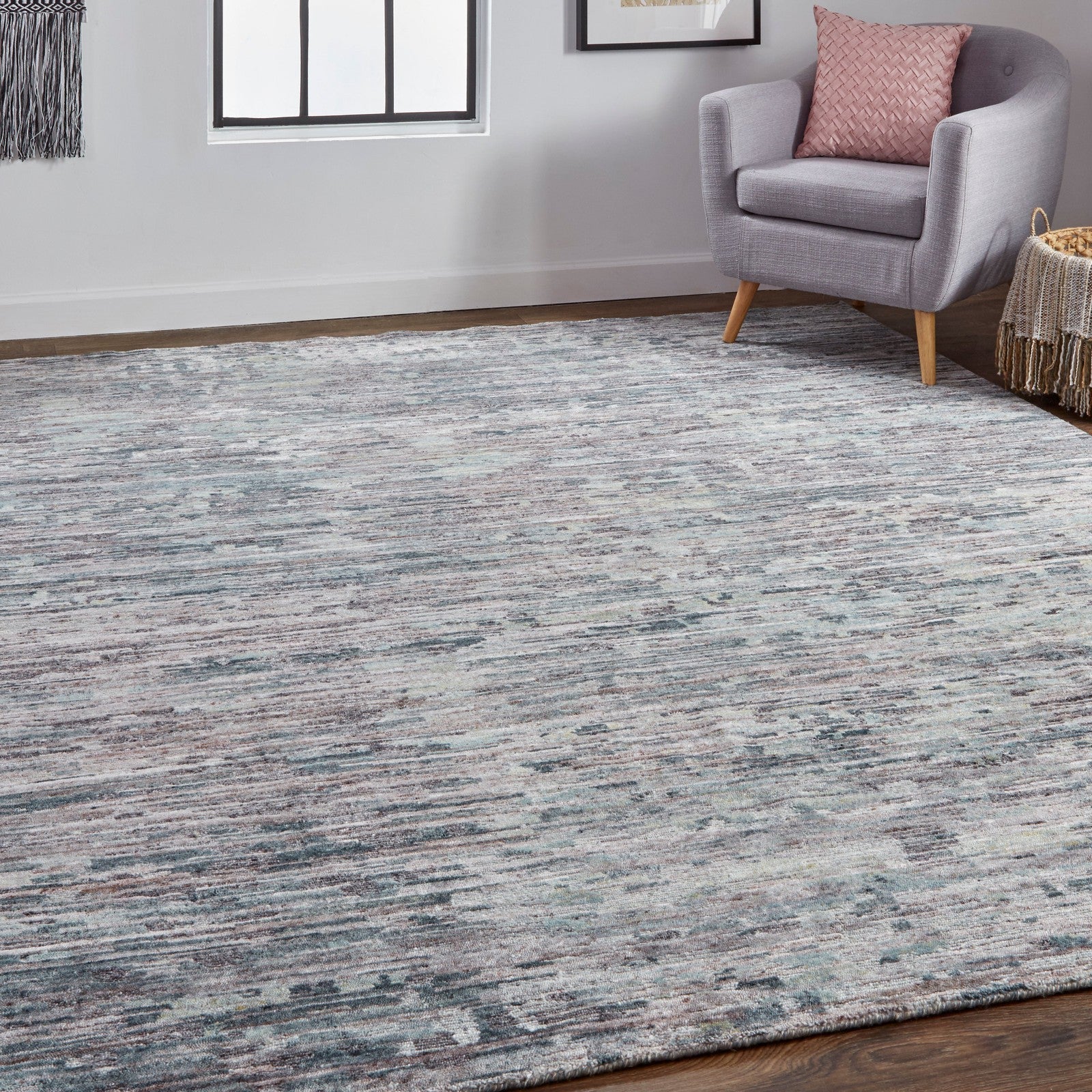Feizy Conroe 6823F Modern Abstract in Blue/Gray - Image 3