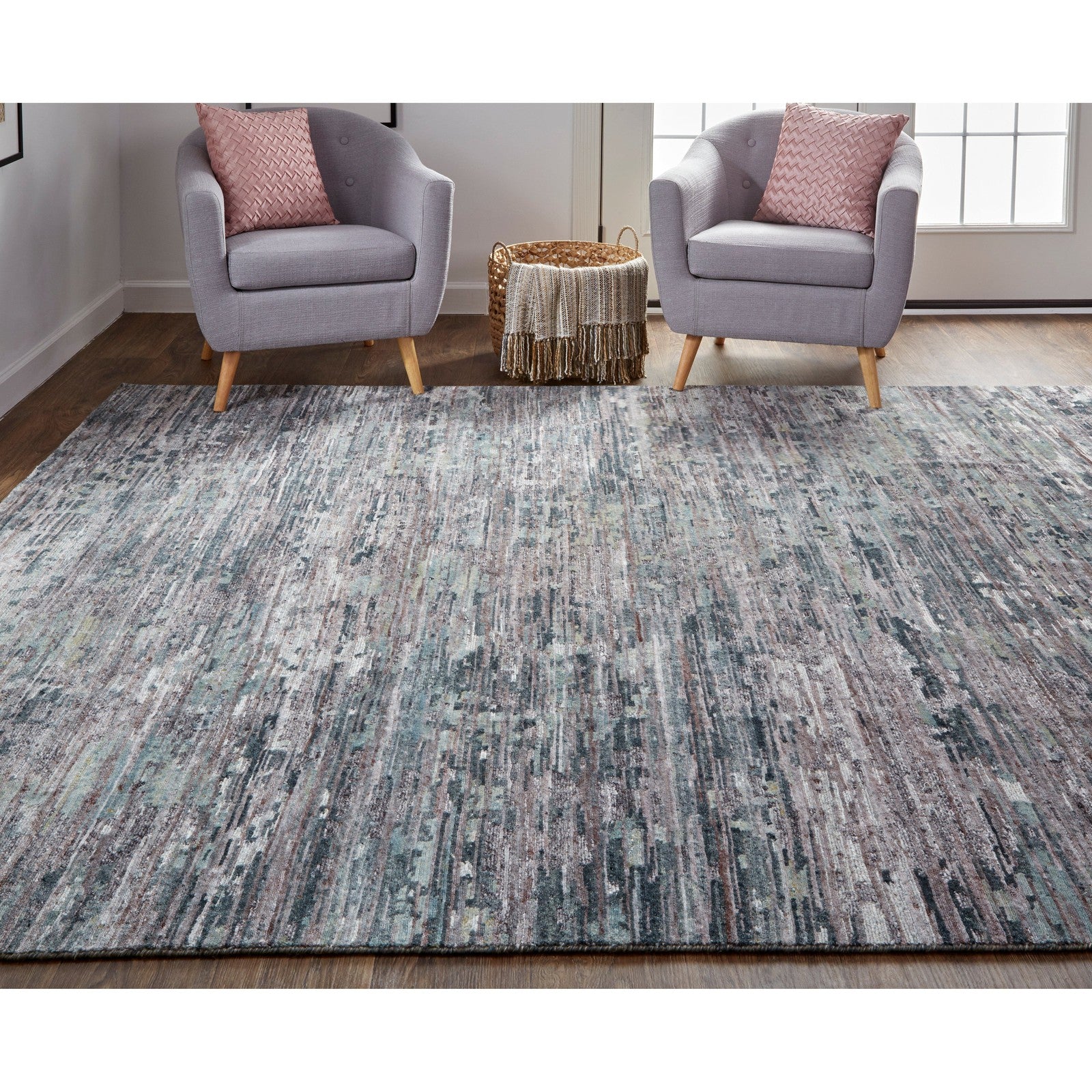 Feizy Conroe 6823F Modern Abstract in Blue/Gray - Image 4