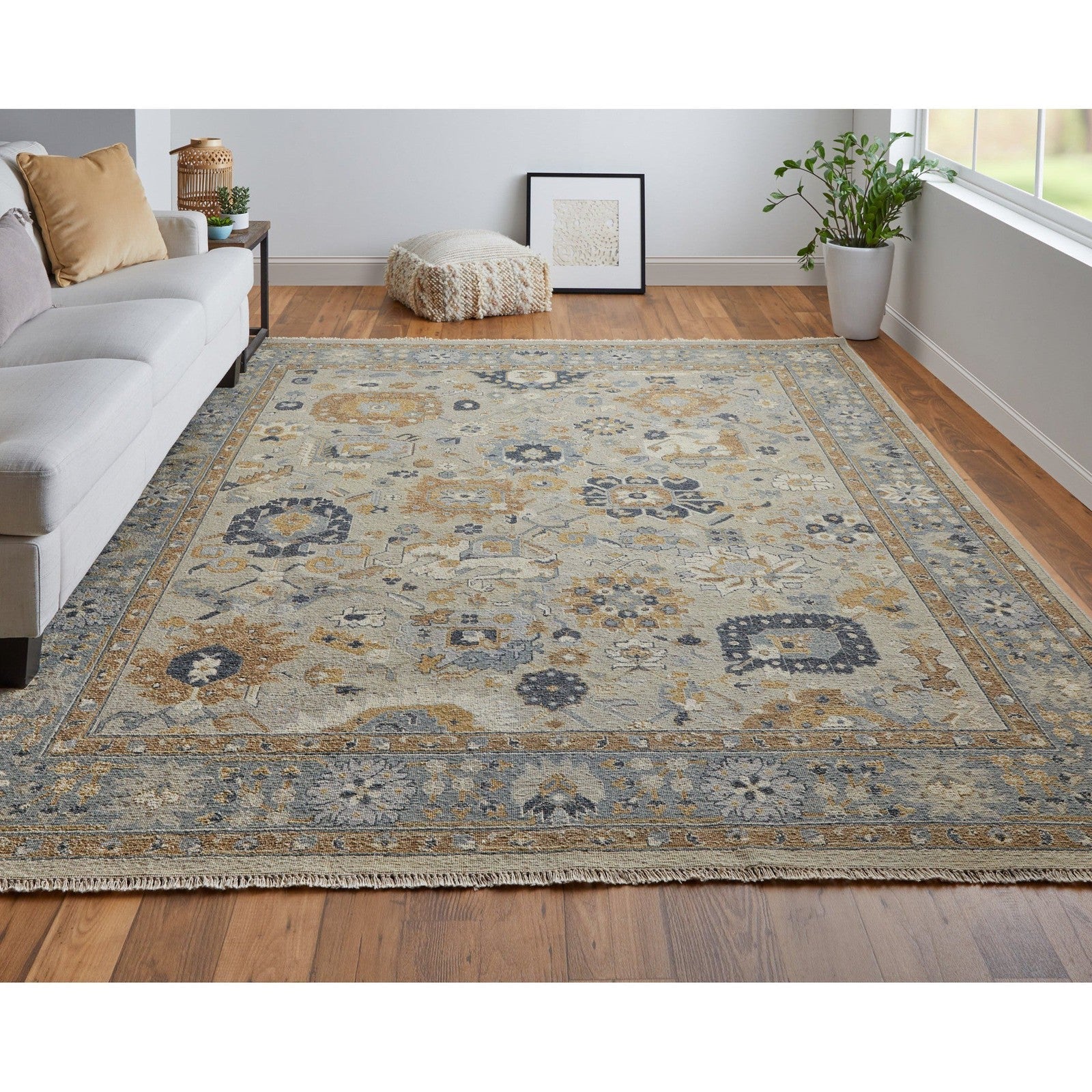 Feizy Corbitt 0612F Traditional Oriental in Blue/Brown/Gray - Image 2
