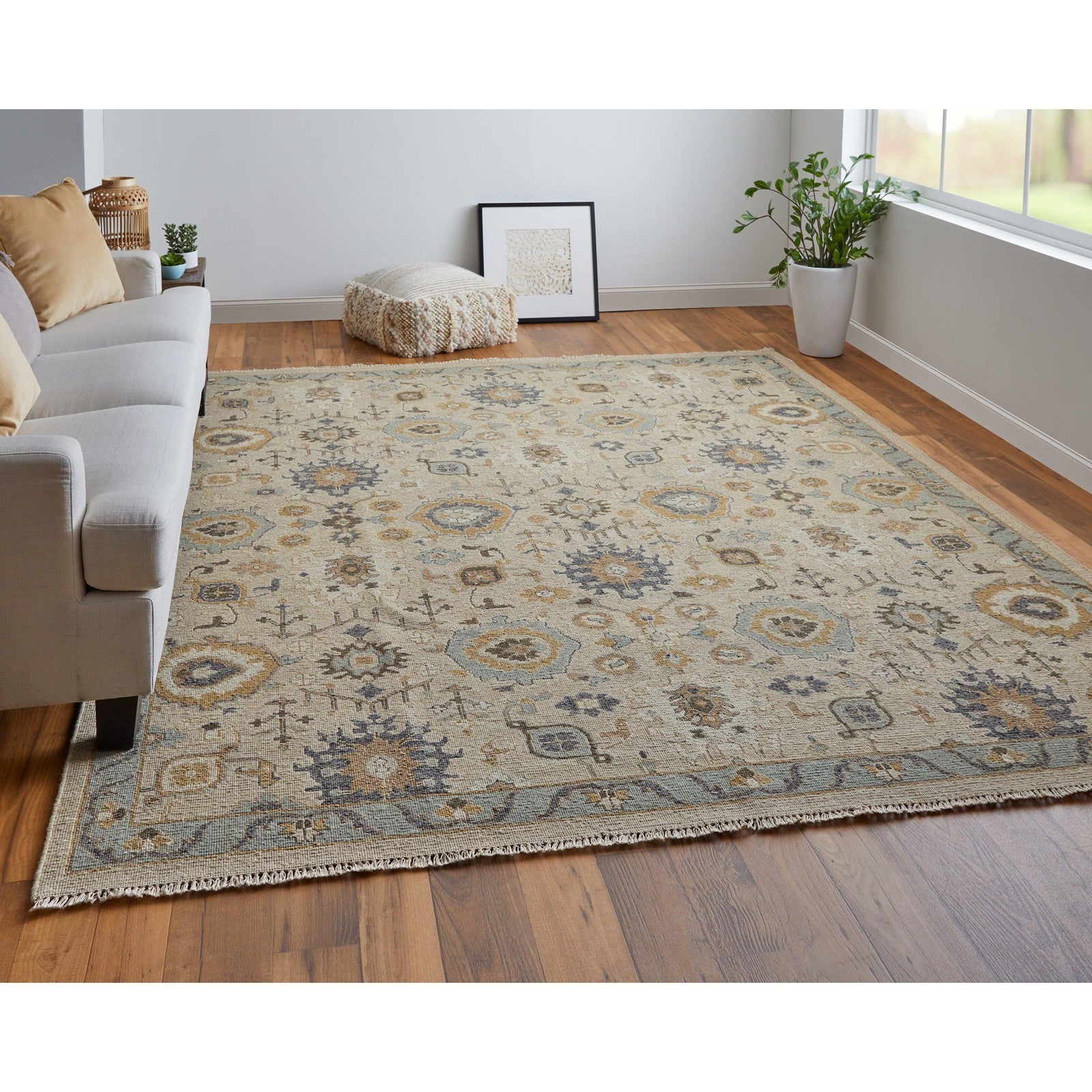 Feizy Corbitt 0613F Traditional Oriental in Tan/Blue/Gold - Image 3