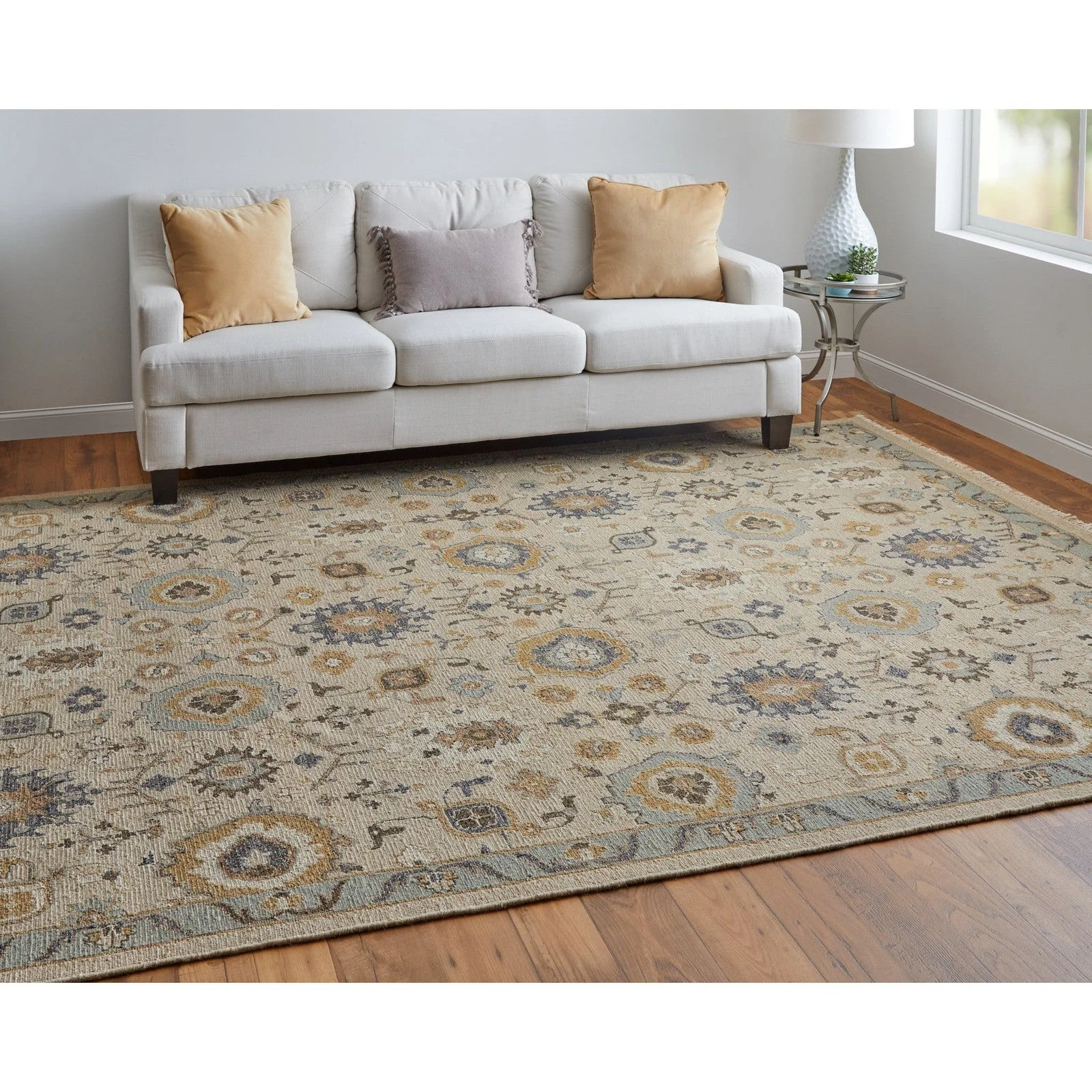 Feizy Corbitt 0613F Traditional Oriental in Tan/Blue/Gold - Image 4