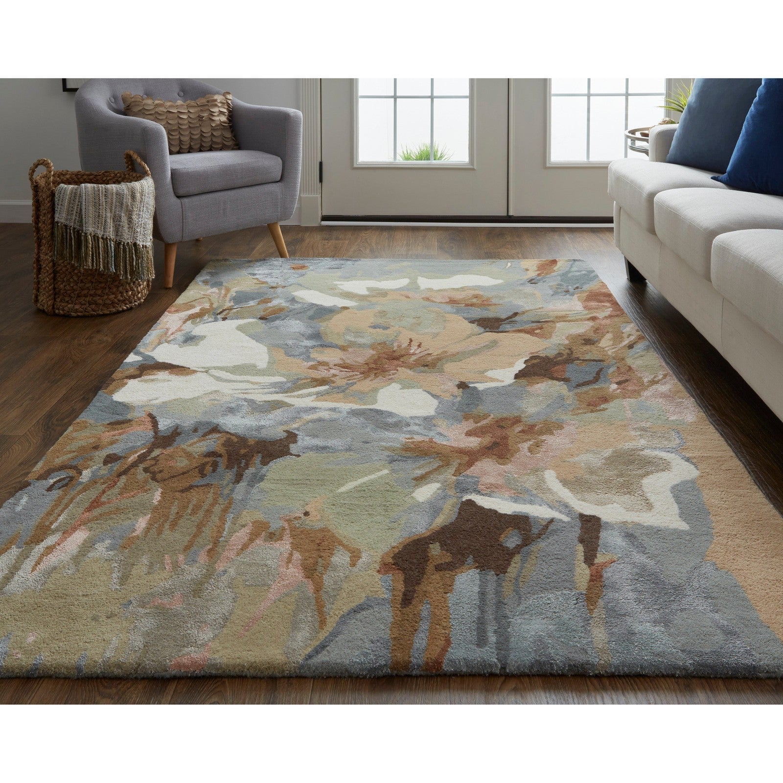 Feizy Dafney 8868F Transitional Floral & Botanical in Tan/Gray/Green - Image 2