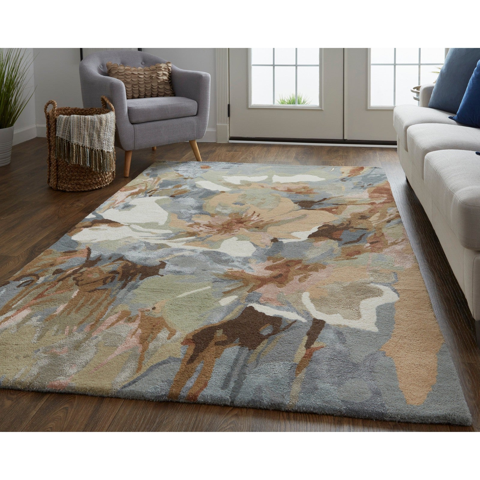 Feizy Dafney 8868F Transitional Floral & Botanical in Tan/Gray/Green - Image 3