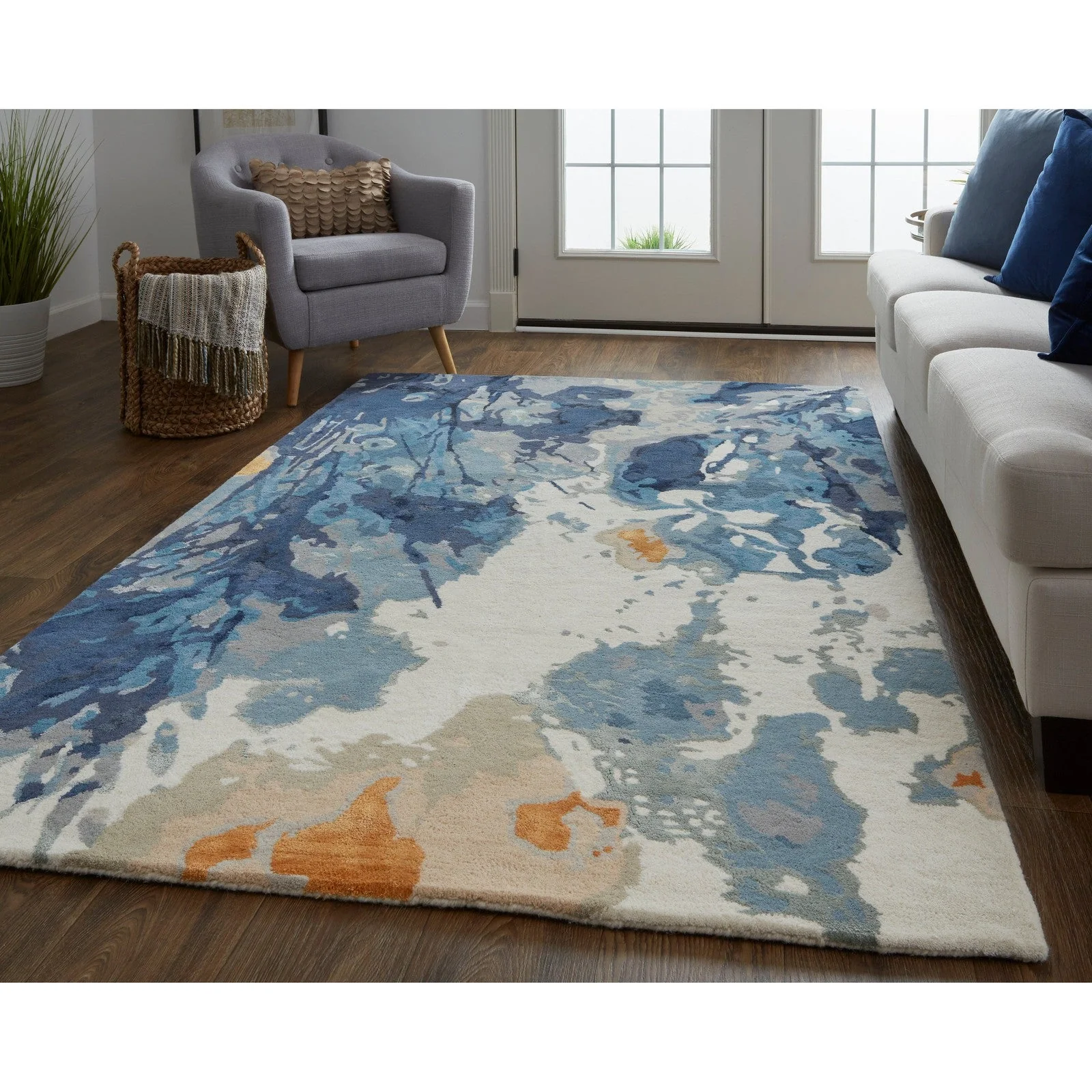 Feizy Dafney 8871F Transitional Floral & Botanical in Blue - Image 3