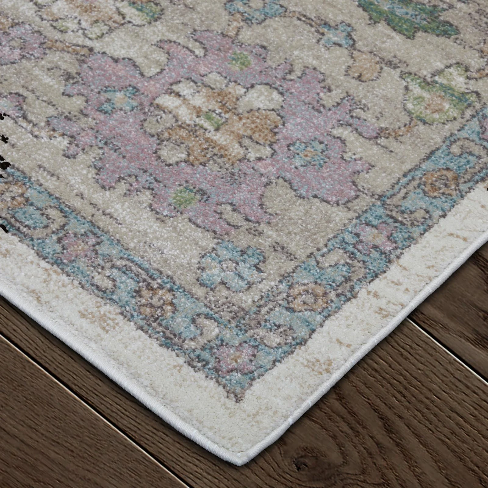 Feizy Dartmouth 39QJF Transitional Floral & Botanical Rug in Ivory/Brown/Blue - Image 3