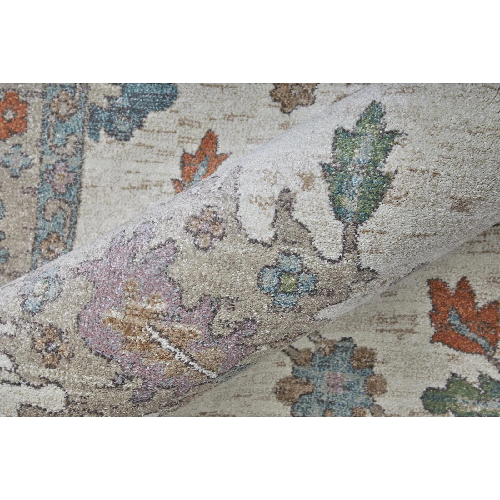 Feizy Dartmouth 39QJF Transitional Floral & Botanical Rug in Ivory/Brown/Blue - Image 5