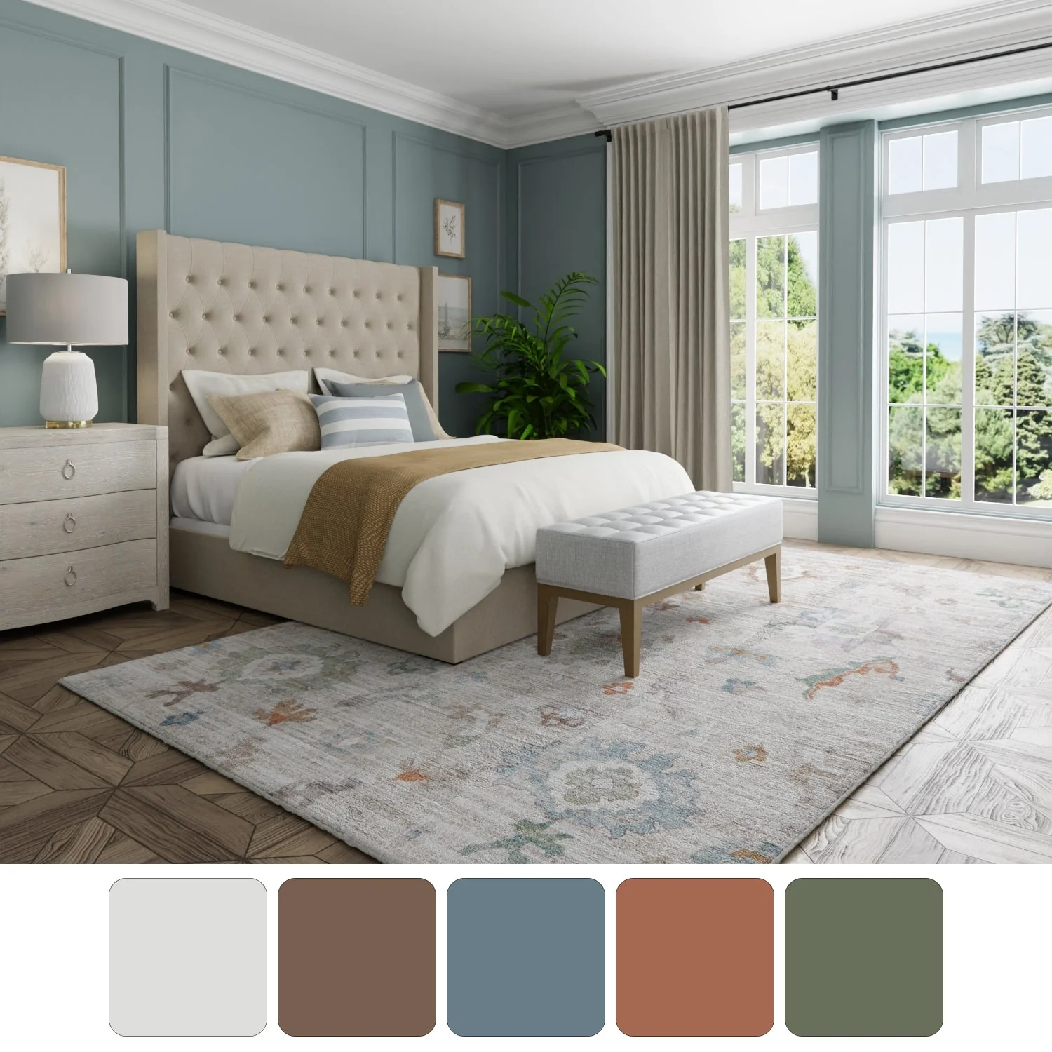 Feizy Dartmouth 39QKF Transitional Abstract Rug in Tan/Brown/Blue - Image 9