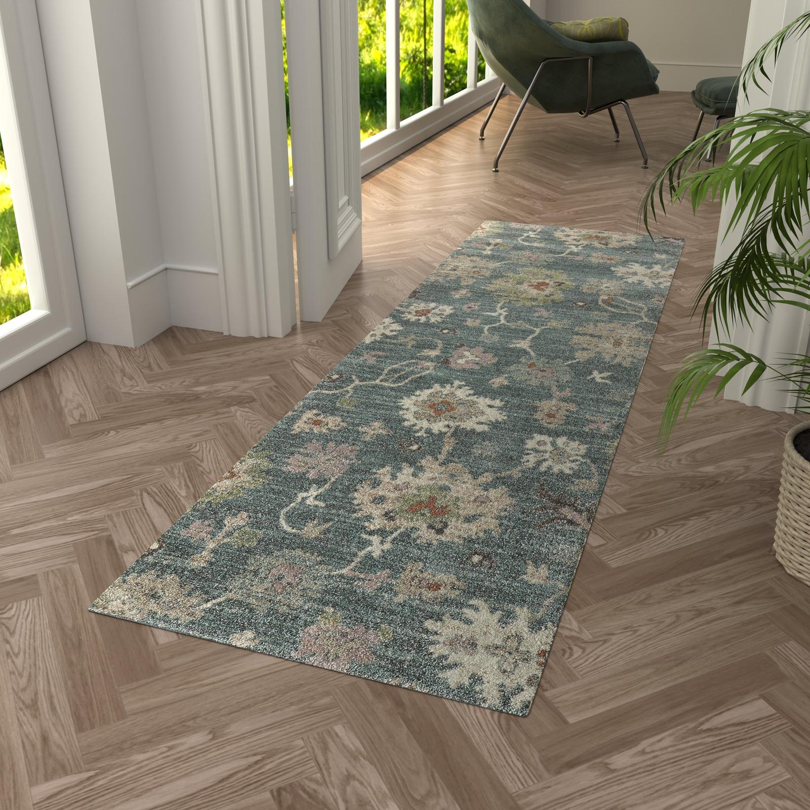 Feizy Dartmouth 39QMF Transitional Abstract Rug in Blue/Ivory/Pink - Image 11