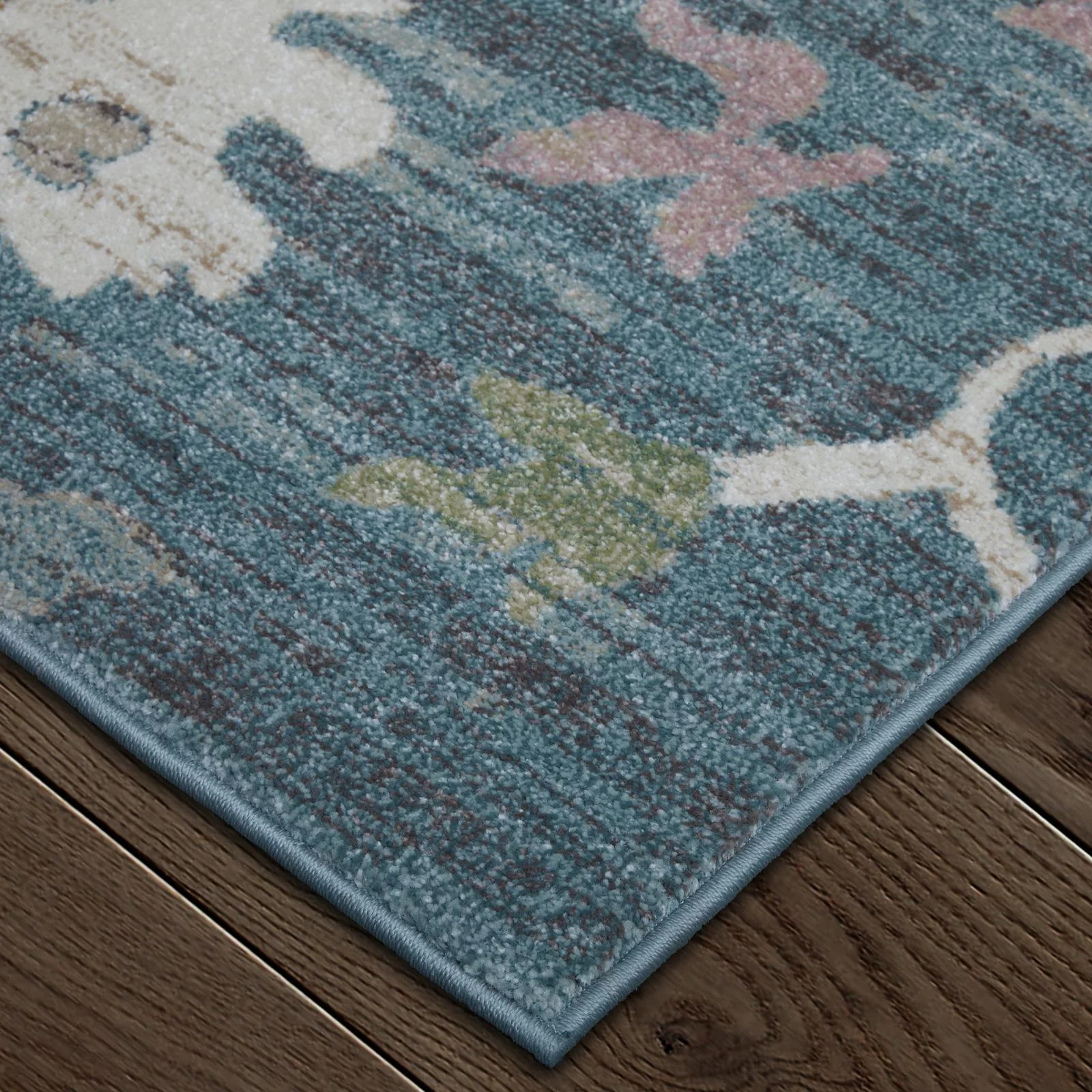 Feizy Dartmouth 39QMF Transitional Abstract Rug in Blue/Ivory/Pink - Image 4