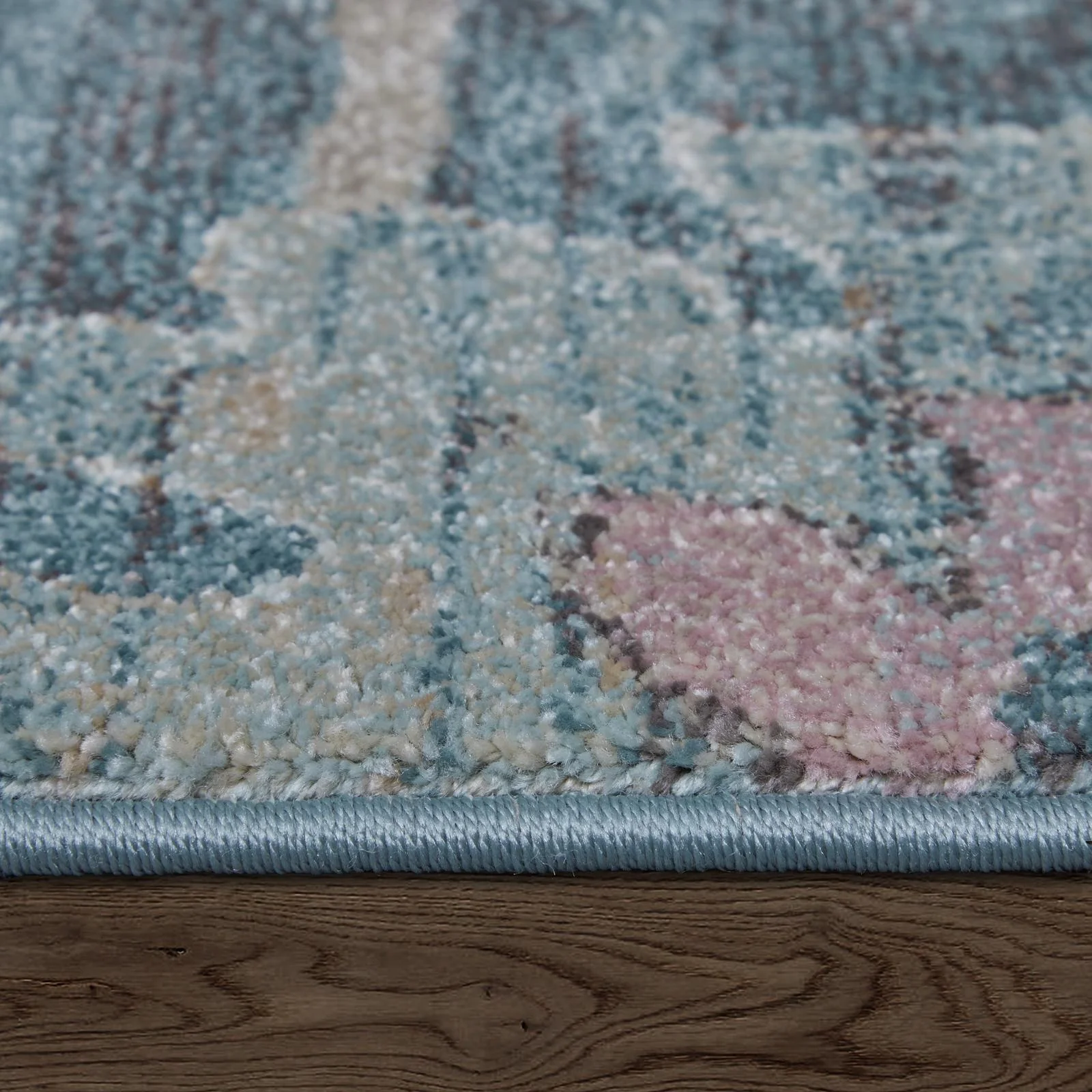 Feizy Dartmouth 39QMF Transitional Abstract Rug in Blue/Ivory/Pink - Image 9