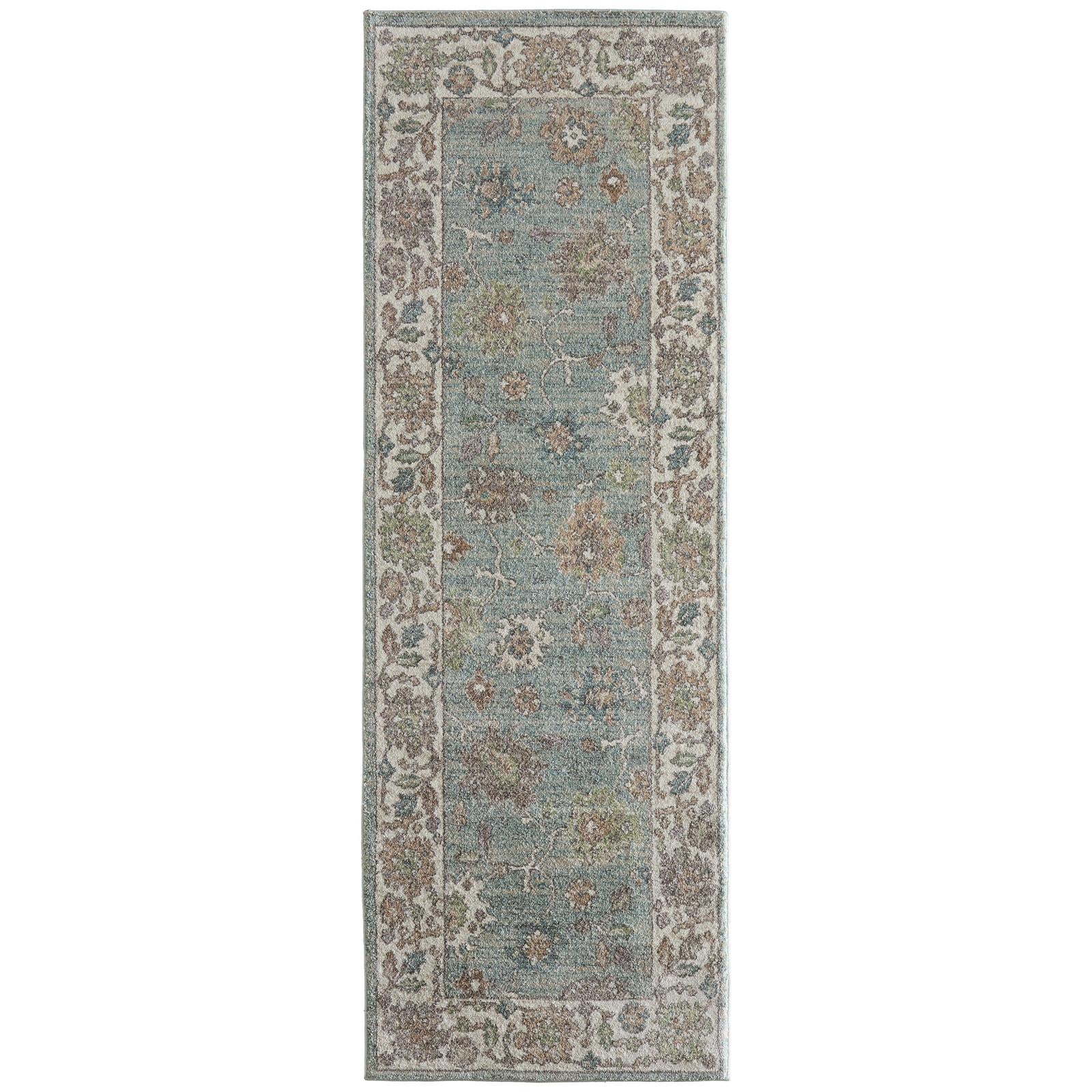 Feizy Dartmouth 39QNF Transitional Floral & Botanical Rug in Blue/Ivory/Brown - Image 10