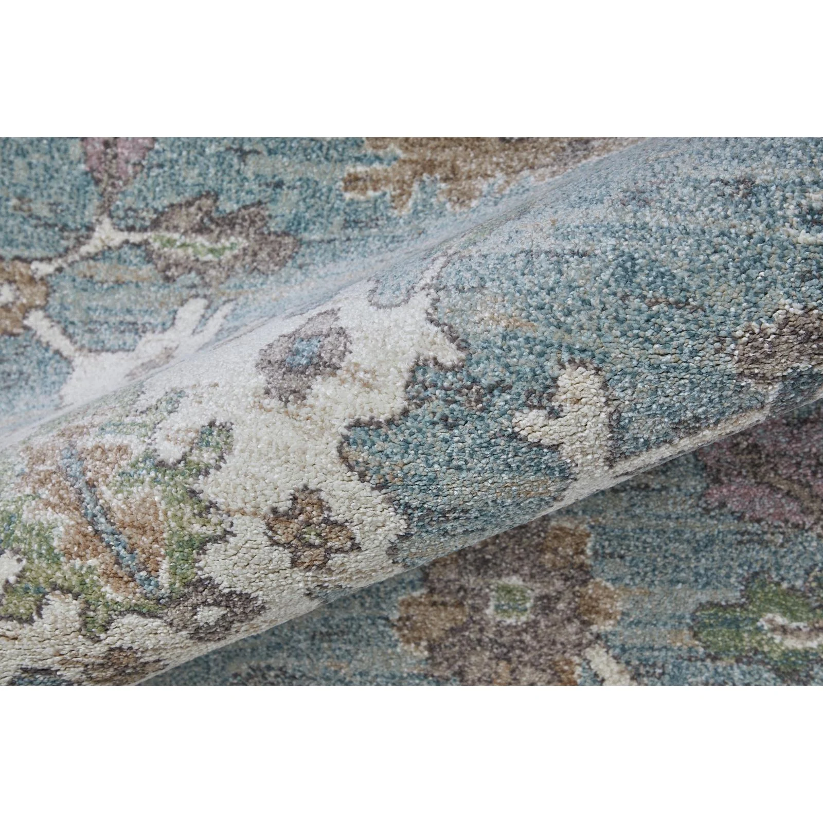 Feizy Dartmouth 39QNF Transitional Floral & Botanical Rug in Blue/Ivory/Brown - Image 5