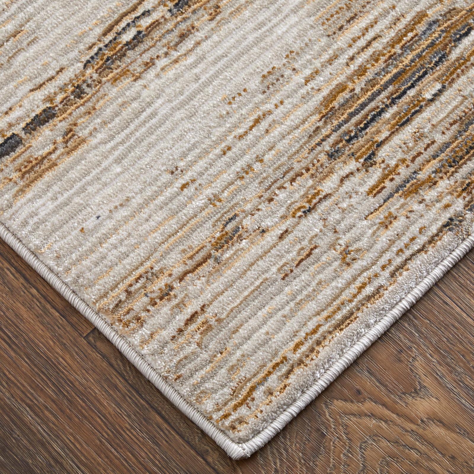 Feizy Deja 39PKF Modern Distressed Rug in Ivory/Brown/Tan - Image 4