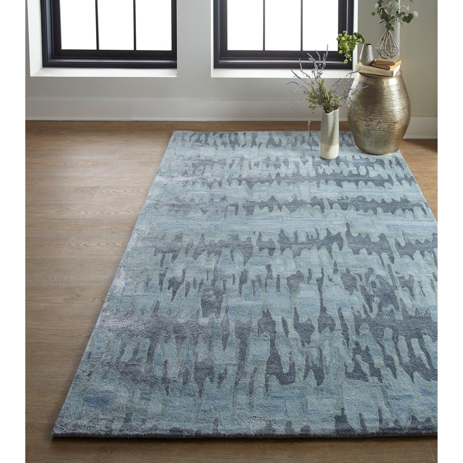 Feizy Dryden 8787F Transitional Abstract in Blue/Green/Gray - Image 2