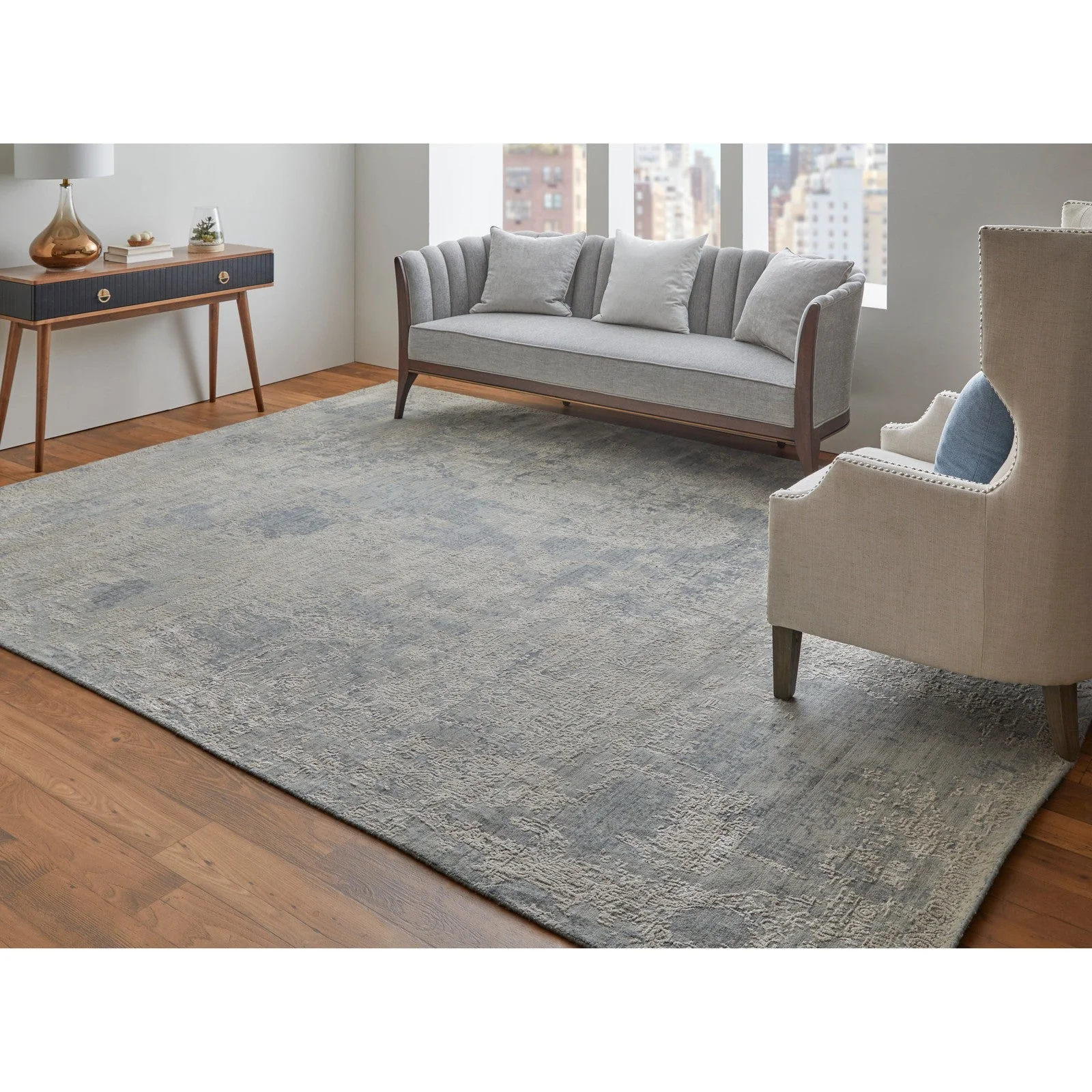 Feizy Eastfield 6989F Modern Abstract in Silver/Gray - Image 2