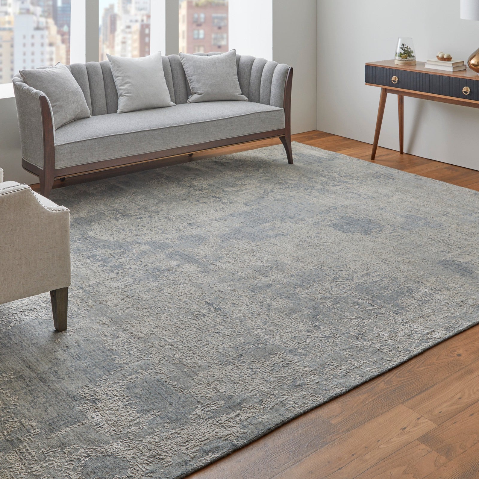 Feizy Eastfield 6989F Modern Abstract in Silver/Gray - Image 4