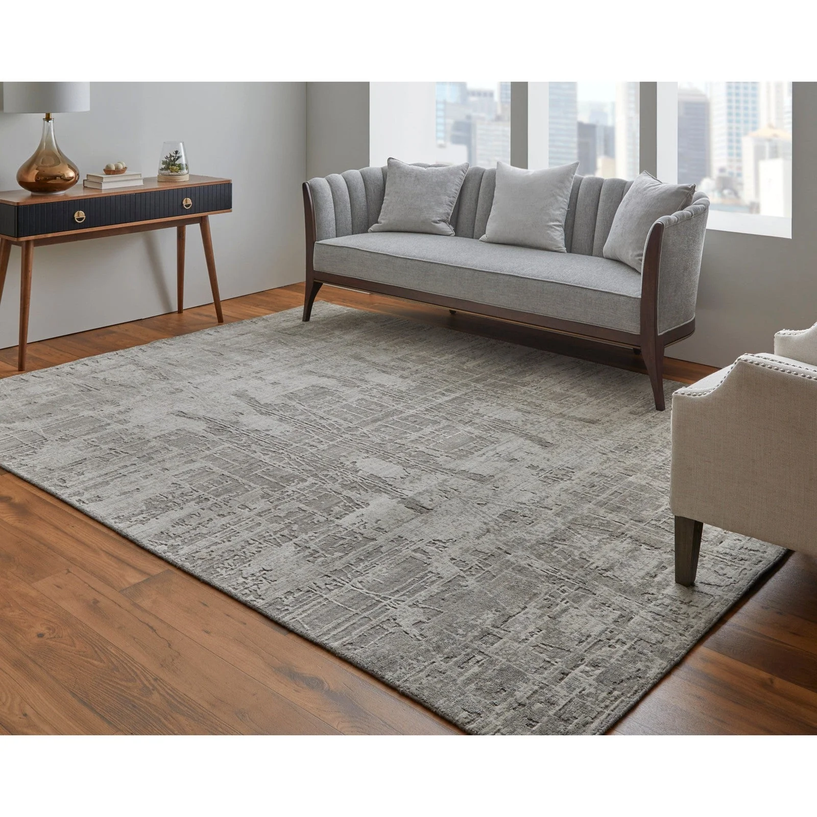 Feizy Eastfield 69A5F Modern Abstract in Gray/Ivory - Image 2