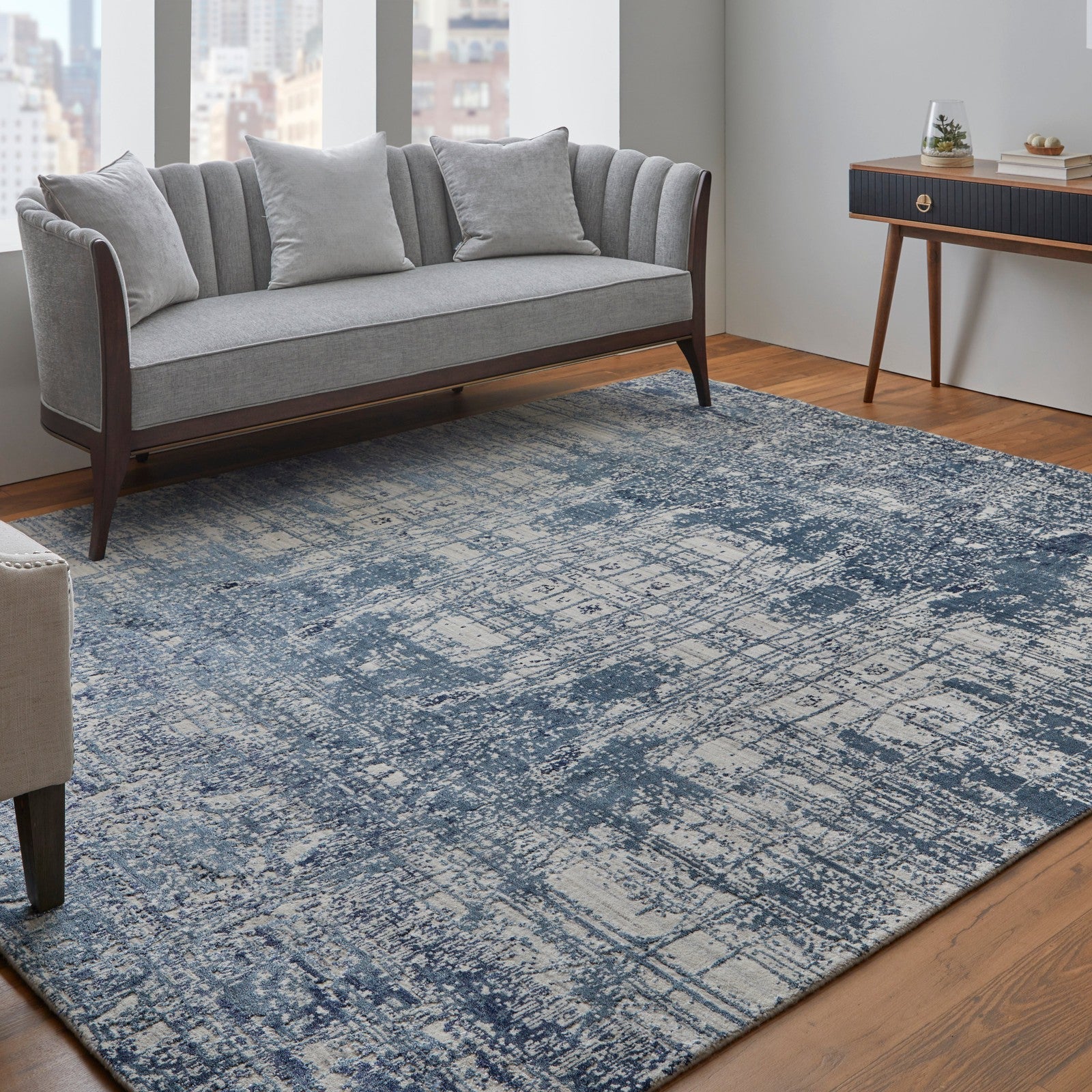 Feizy Eastfield 69AEF Modern Abstract in Blue/Ivory - Image 2