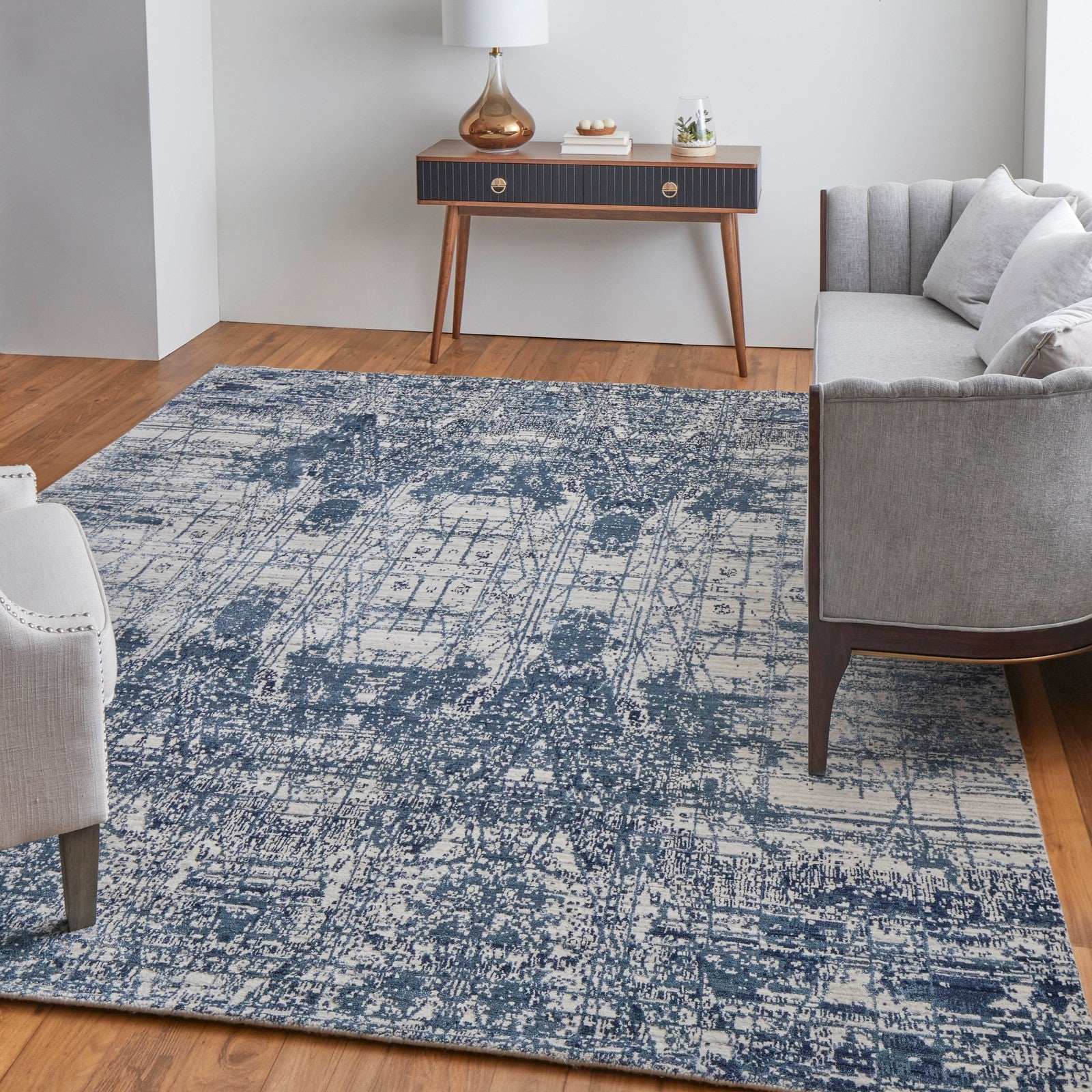 Feizy Eastfield 69AEF Modern Abstract in Blue/Ivory - Image 3