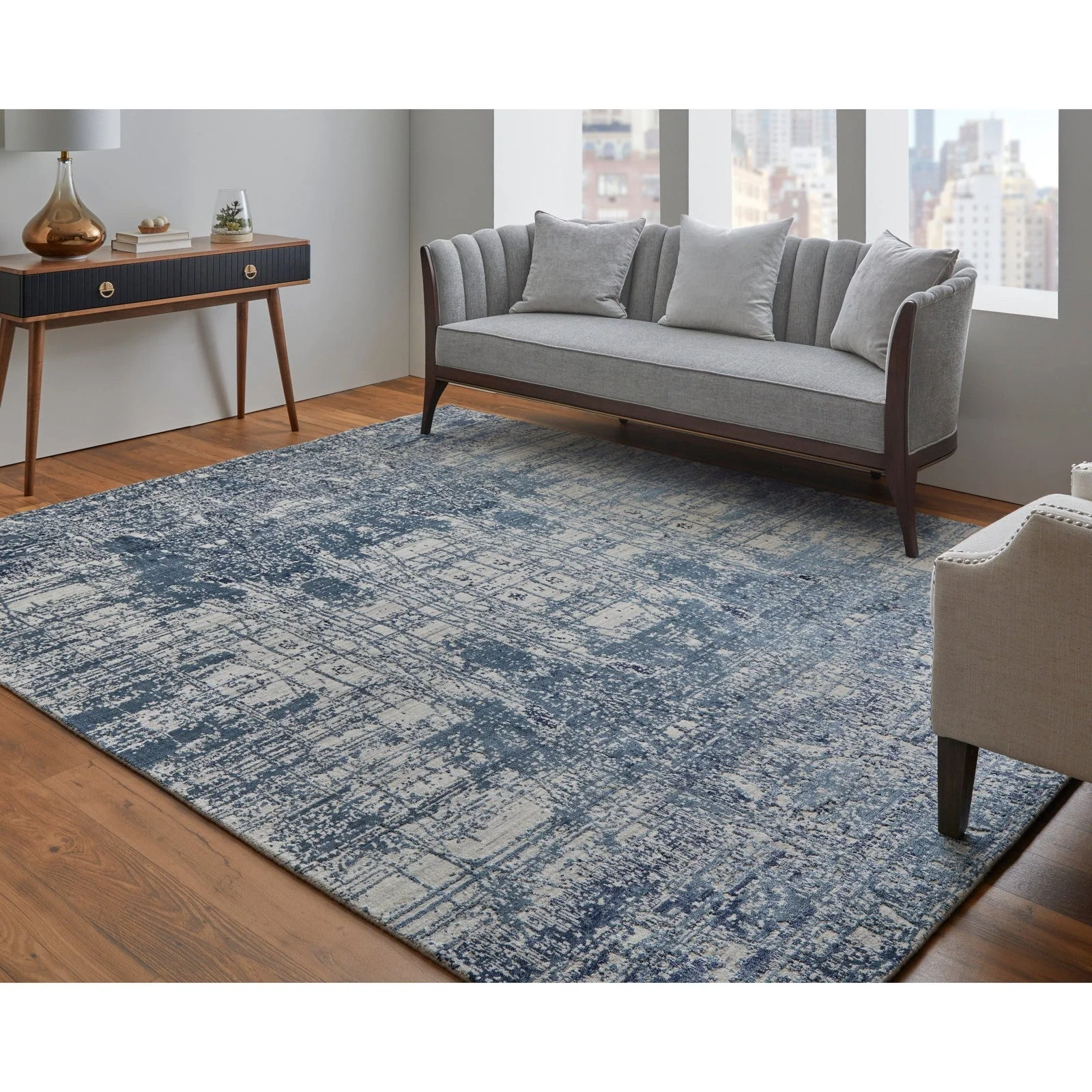 Feizy Eastfield 69AEF Modern Abstract in Blue/Ivory - Image 4