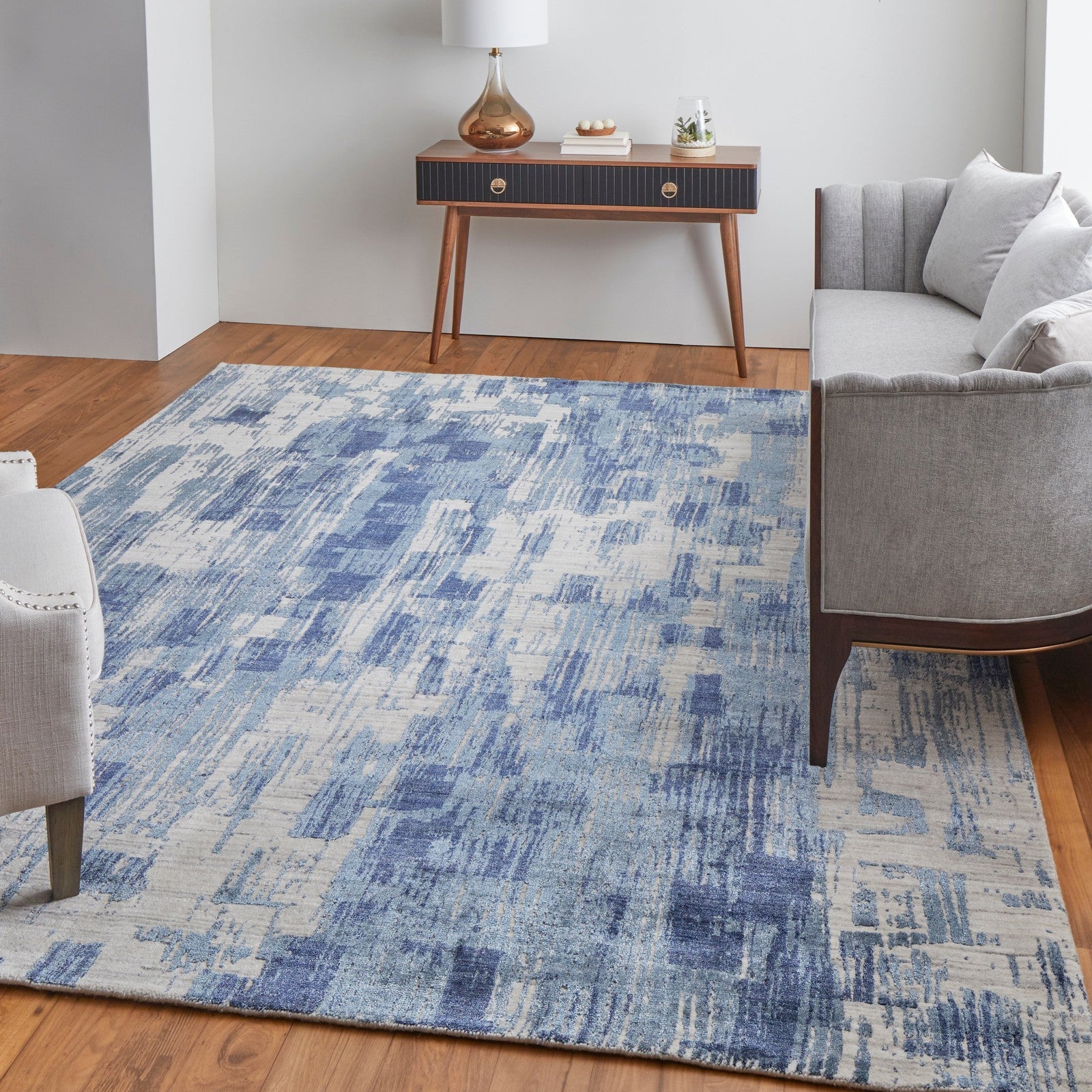 Feizy Eastfield 69AGF Modern Abstract in Blue/Ivory - Image 3